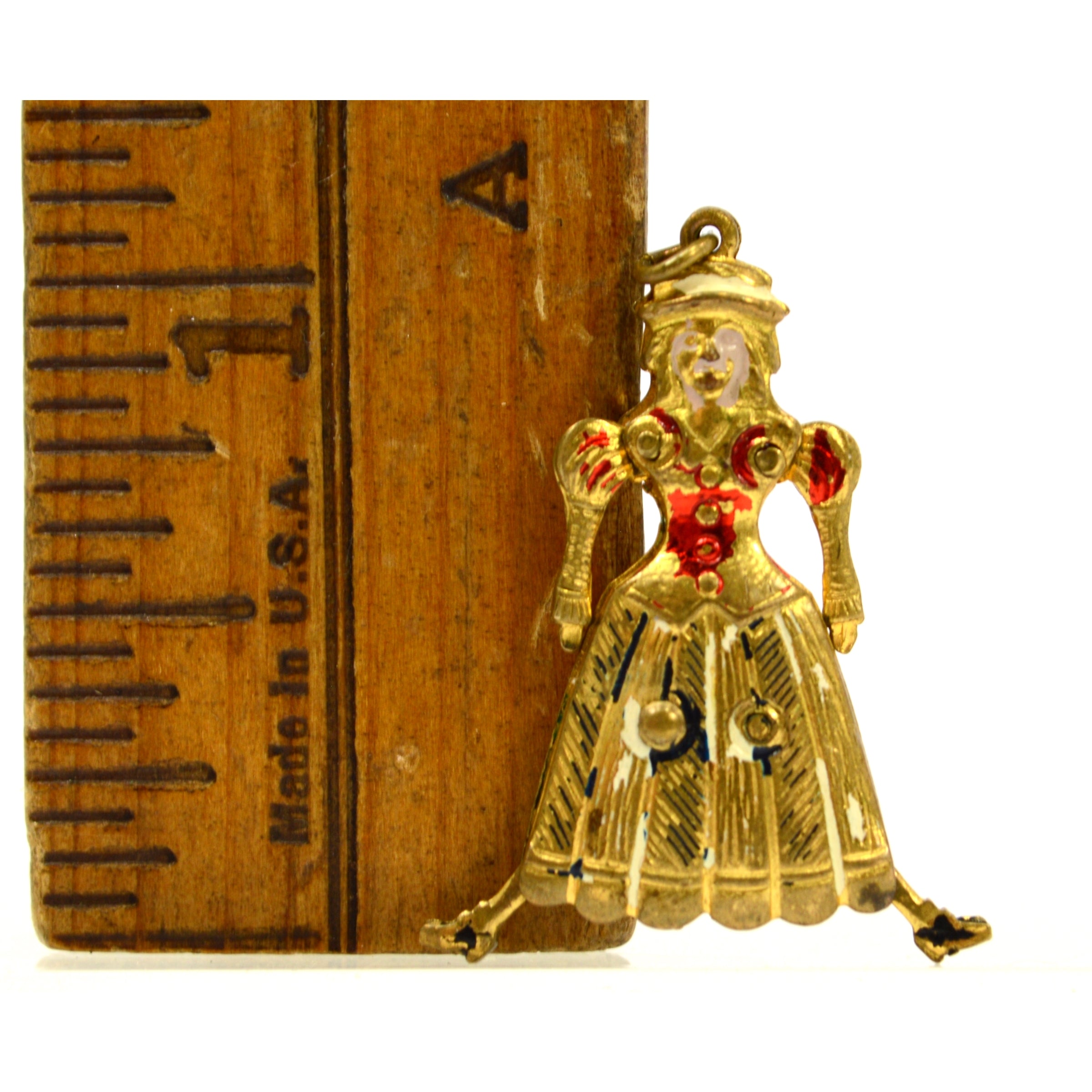 Antique Victorian Mother Lady Girl Charm for Bracelet - Articulated Gold Gilded Pendant - Perfect for Jewelry Making, DIY Crafts & Vintage Style Accessories
