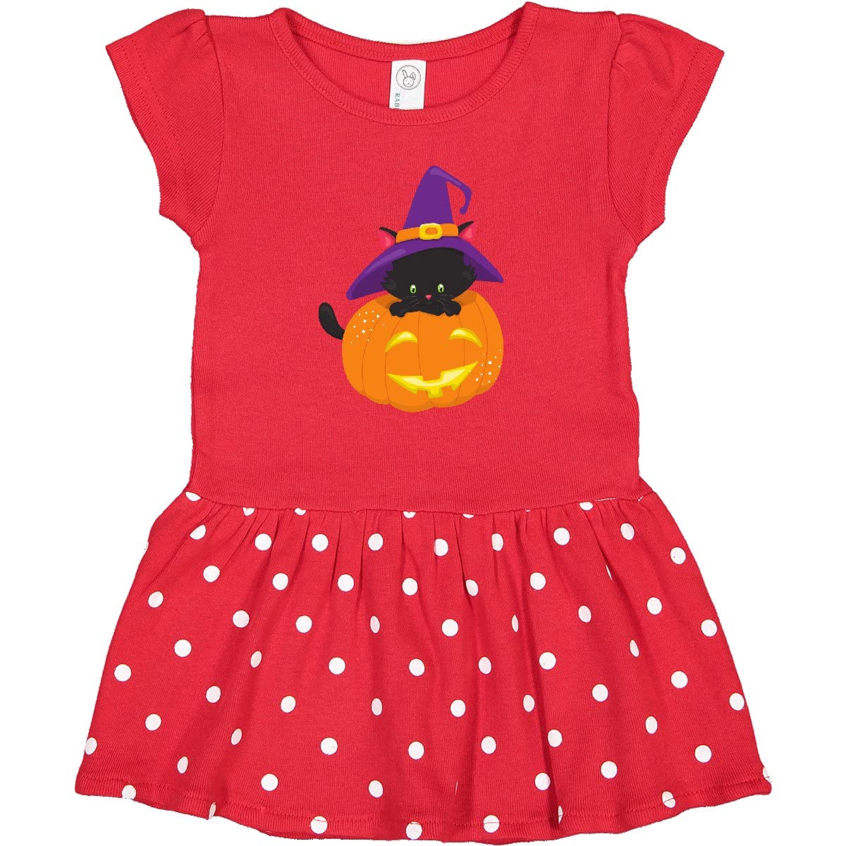 Inktastic Halloween Cat Print Infant Dress - Black Cat, Witch Hat & Pumpkin Design for Baby Girls & Boys | Perfect for Halloween Parties, Trick-or-Treating & Photo Shoots