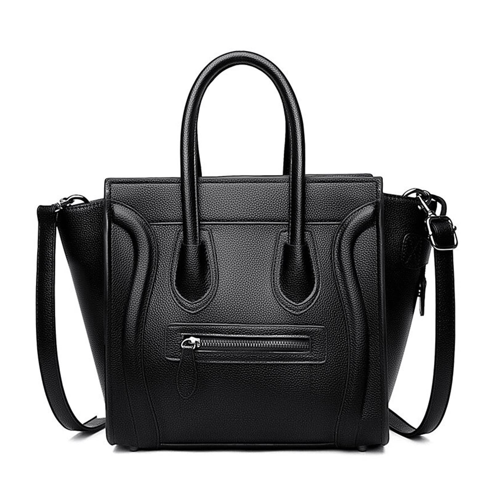 ZHUZHU Your Heart Women's Leather Tote Bag - Large Capacity Shoulder Bag for Work & Travel - Classic Black Messenger Purse for Professional Women & Business Commuters