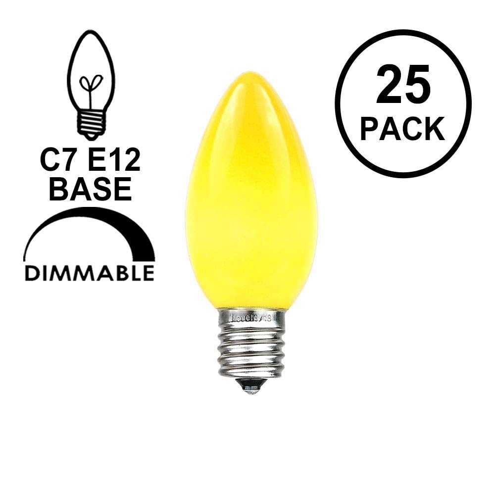 Novelty Lights C7-5C-YE 25-Pack Yellow Ceramic Christmas Bulbs for Outdoor Patio & Party Decor - Weatherproof Replacement Lights for Holiday, Wedding, and Landscape Lighting