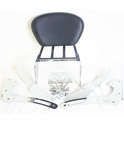 Kawasaki Vulcan VN900 Classic/Custom Sissy Bar Backrest with Heavy Duty Luggage Rack - Comfortable Passenger Support for Long Rides & Motorcycle Touring Accessories