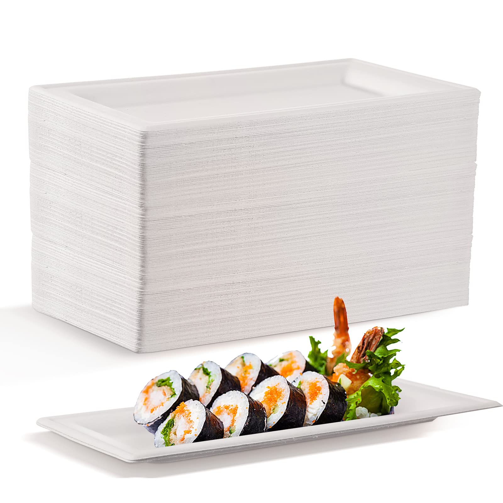 Eco-Friendly Sugarcane Plates - 200pcs Heavy Duty Disposable Platters for Parties, Picnics & Events