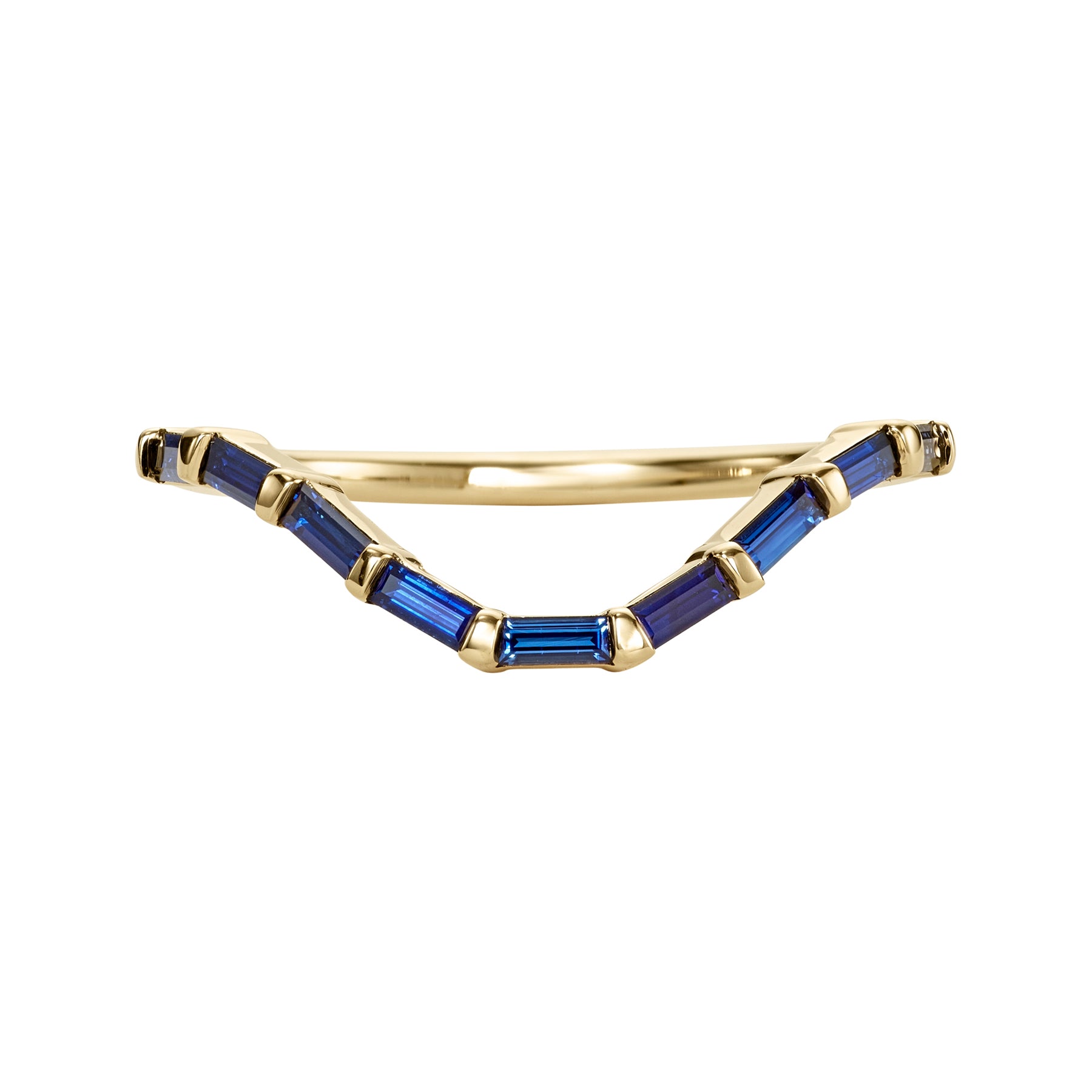 Exquisite Curved Royal Blue Baguette Sapphire Ring for Women - Elegant Jewelry Gift for Engagement, Anniversary & Special Occasions