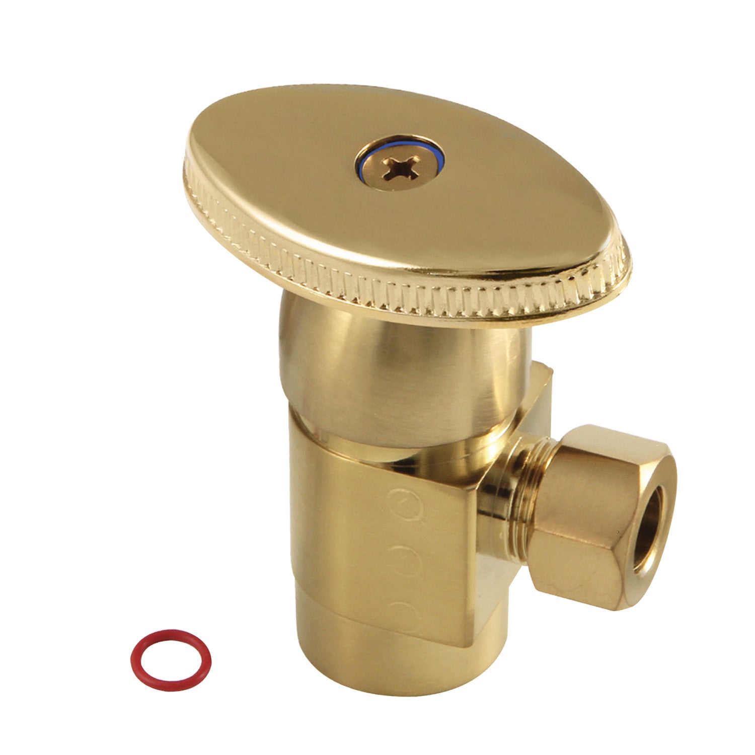 Americana CD43307VA 1/2 Inch FIP x 3/8 Inch O.D. Anti-Seize Deluxe Quarter-Turn Ceramic Disc Angle Stop Valve in Brushed Brass - Perfect for Bathroom Sink, Toilet & Kitchen Faucet Installations