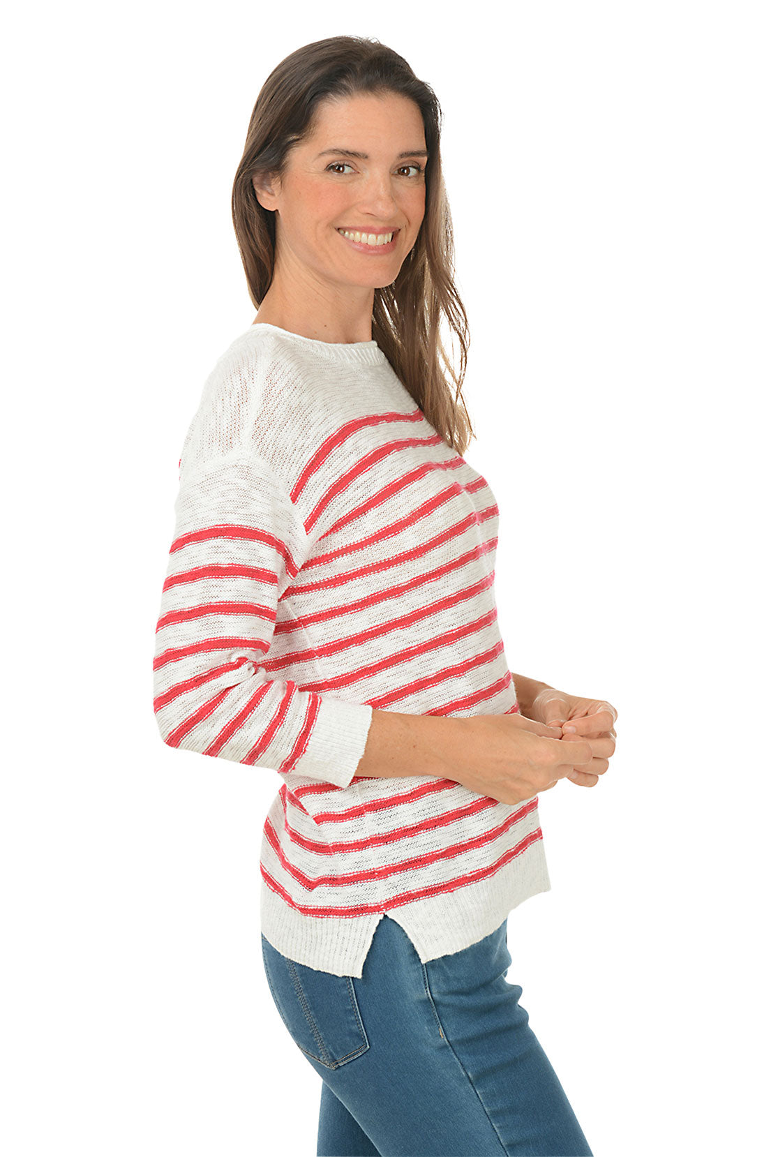 Stylish Red Striped Boat Neck Sweater for Women - Perfect for Fall Layering & Casual Outfits