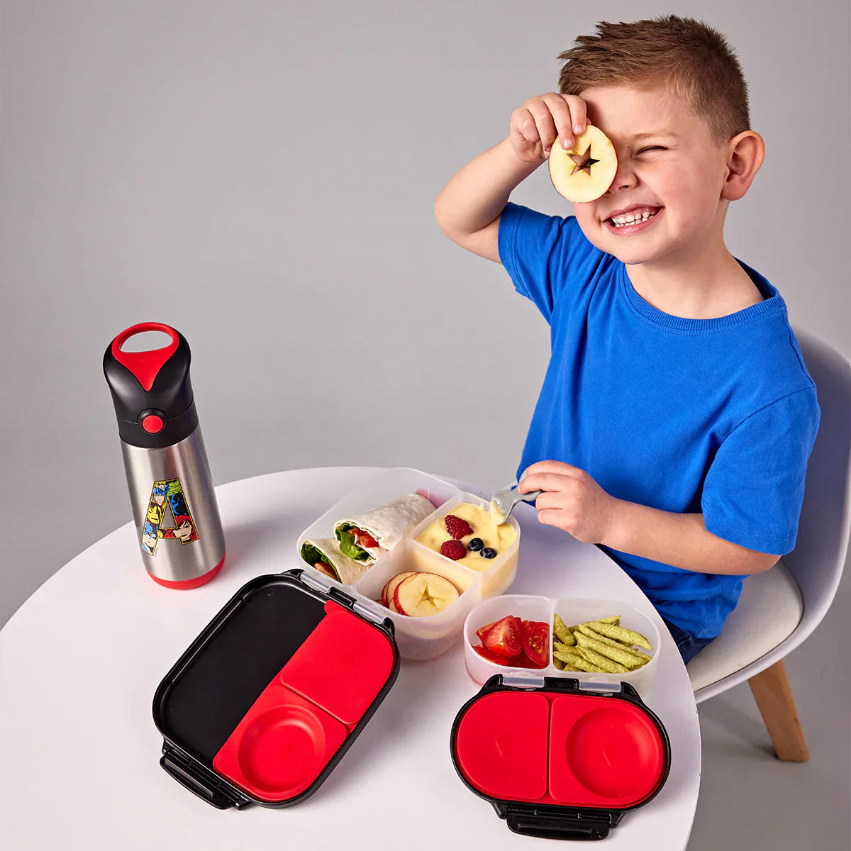 b.box Snack Box with Marvel Avengers Design - Leak-Proof Kids Lunch Box for School, Travel & Outdoor Activities | BPA-Free & Easy to Clean