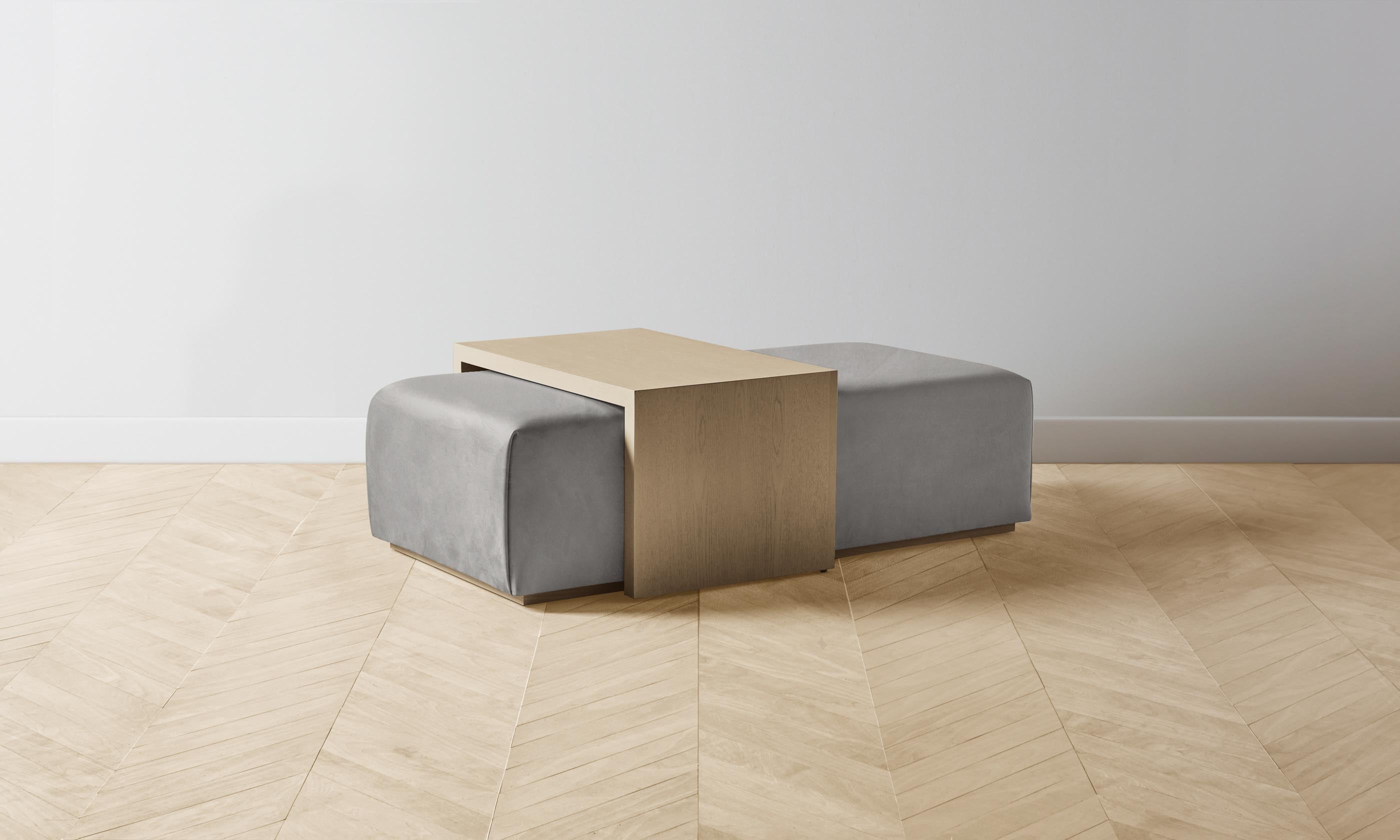The Bowery Ottoman - Premium Nubuck Leather Footstool in Asphalt Gray | Perfect for Living Room, Bedroom & Home Office Decor