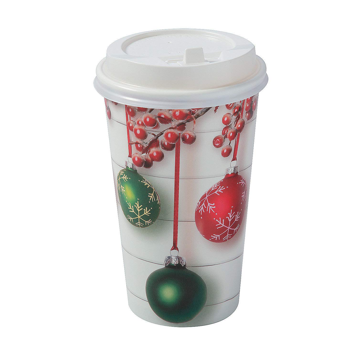 Insulated Coffee Paper Cups with Lids - 12 Pack Holiday Party Supplies for Christmas, Office, and Home Gatherings