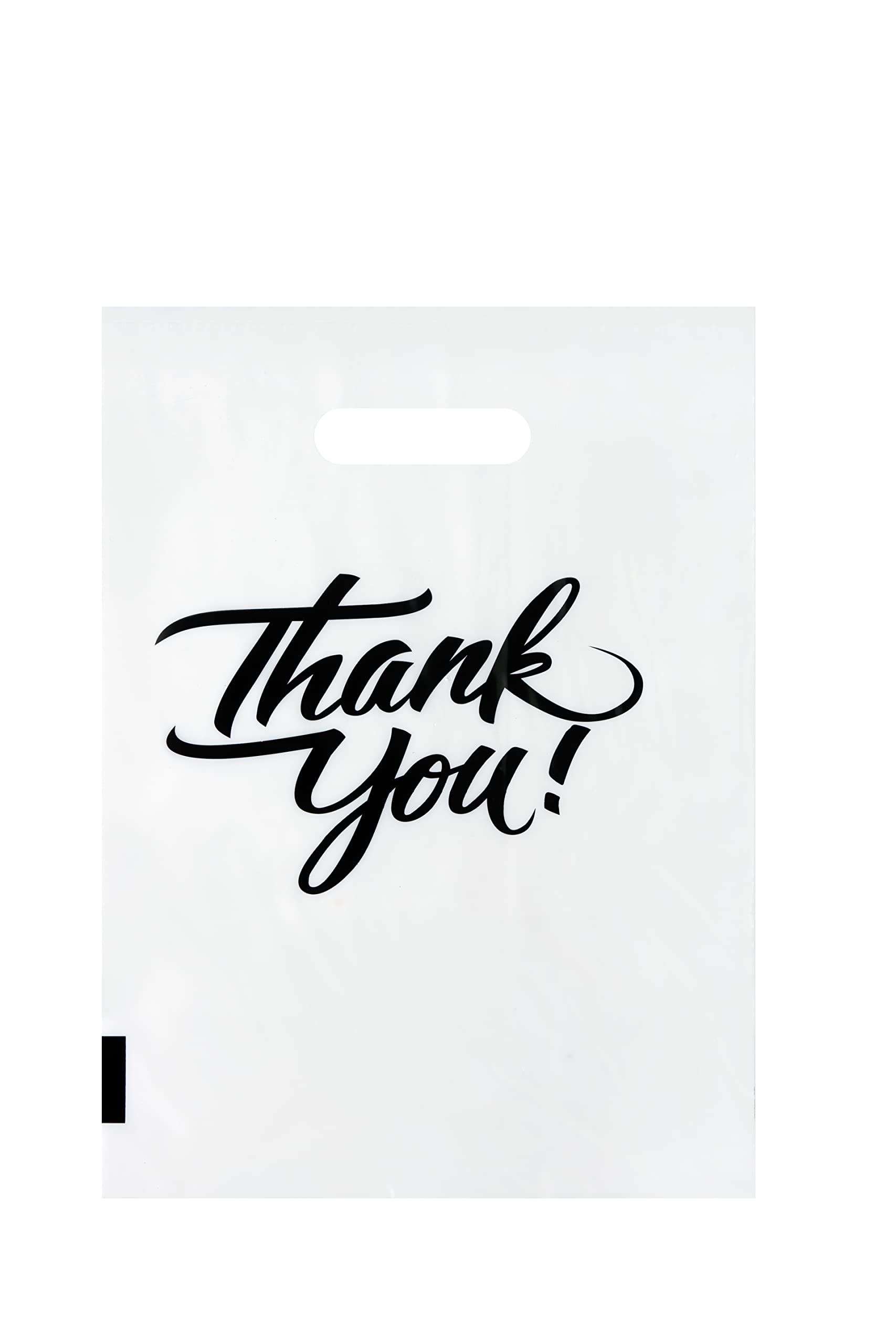 InfinitePack Premium Thank You Merchandise Bags with Die-Cut Handles - Bulk Reusable Plastic Shopping Bags for Boutiques, Gift Bags, Goodie Bags & Party Favors (1.25-2.35 Mil Thickness) - Multiple Colors & Sizes Available - Perfect for Retail Stores, Events & Customer Appreciation Gifts