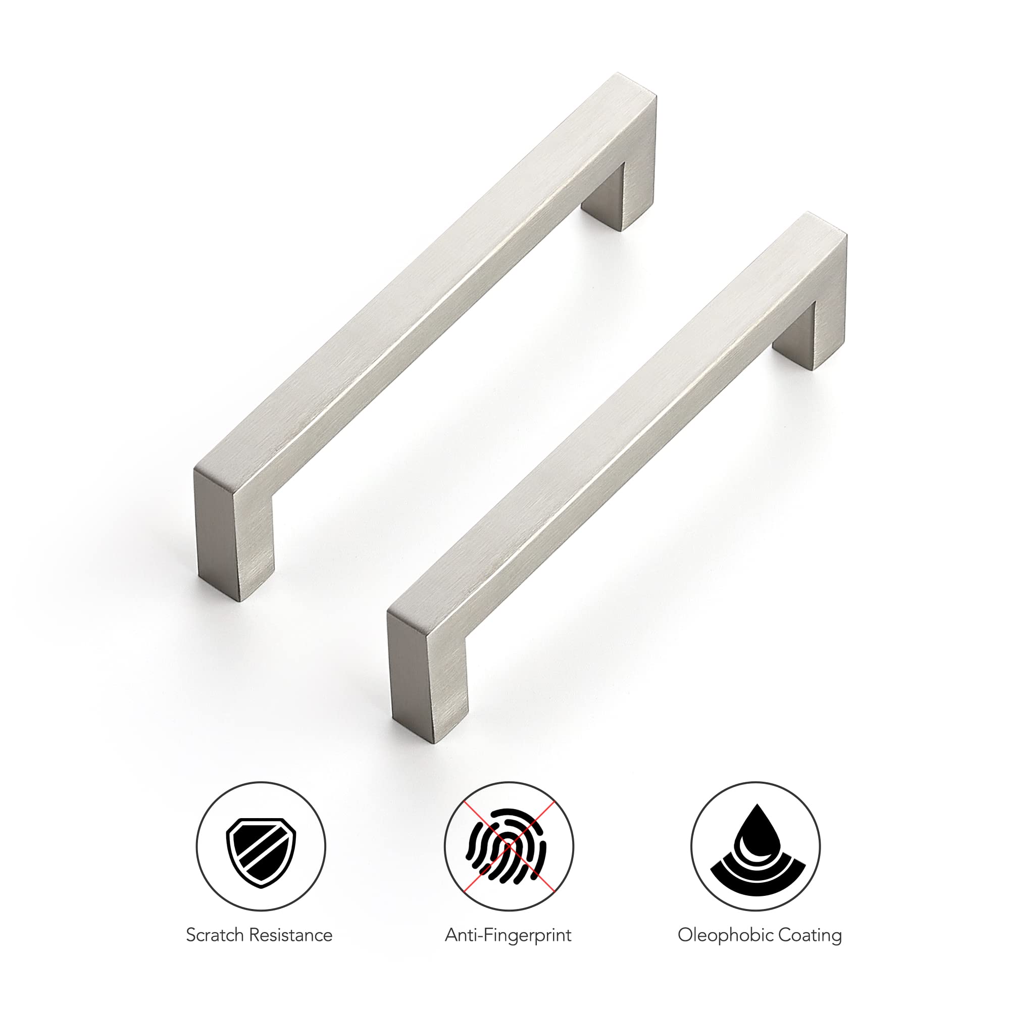 Ravinte 60-Pack 5-Inch Square Cabinet Handles - Satin Nickel & Brushed Nickel Kitchen Cabinet Pulls - Durable Drawer Handles for Cabinets, Cupboards & Furniture (Perfect for Kitchen Remodeling & Home Upgrade)