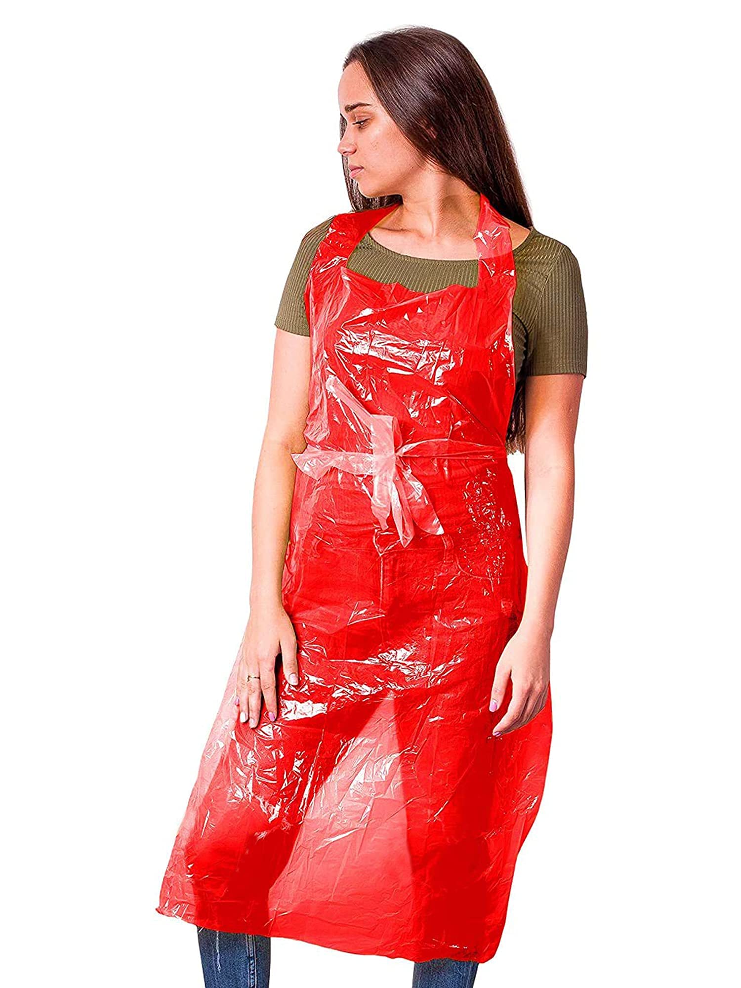 Unisex Disposable Polyethylene Aprons for Adults - Waterproof Protective Apron for Painting, Cooking, Cleaning & DIY Projects - Bulk Pack of 10 (Black/White) - Ideal for Artists, Chefs, Crafts & Home Use