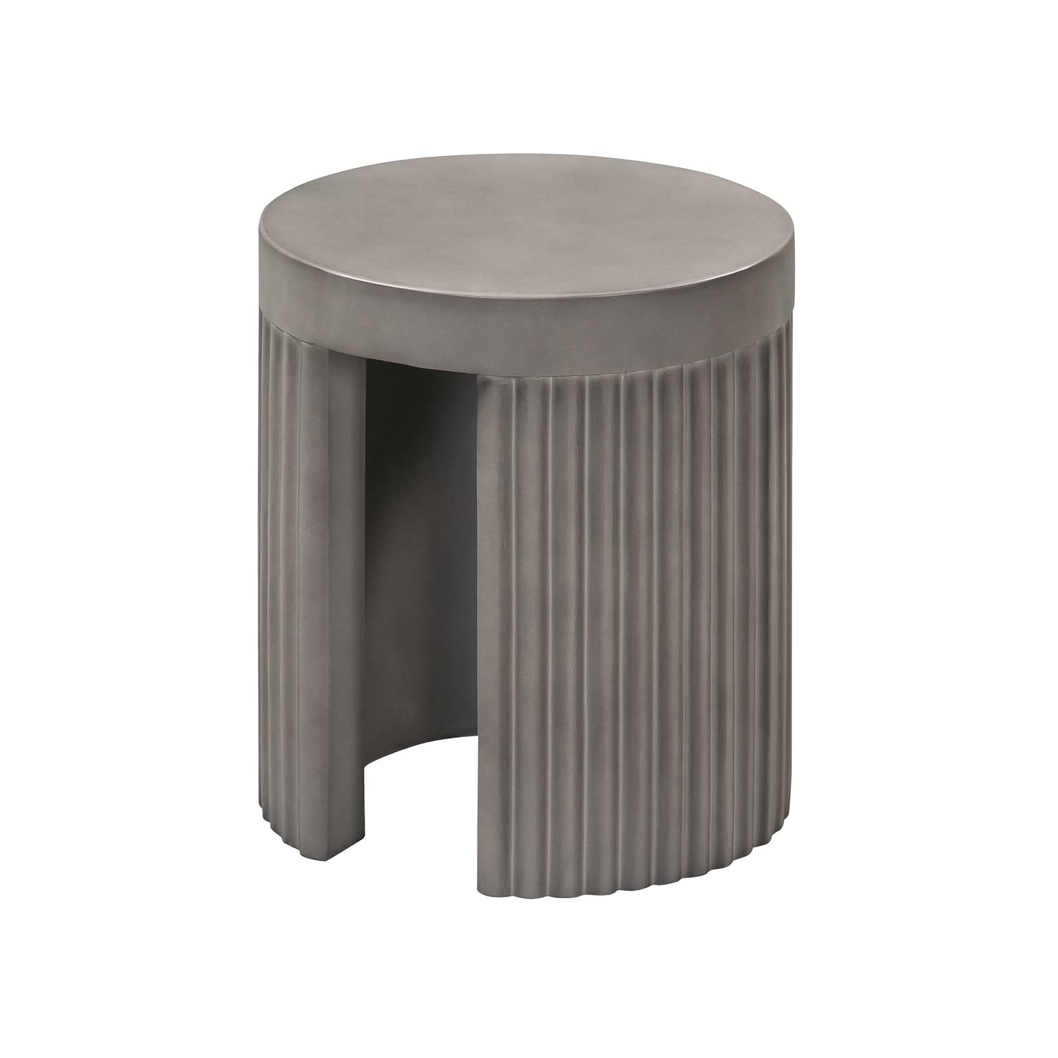 Wave Round Concrete Accent Stool - Indoor/Outdoor Side Table, End Table in Modern Grey | Perfect for Patio, Living Room & Bedroom Decor