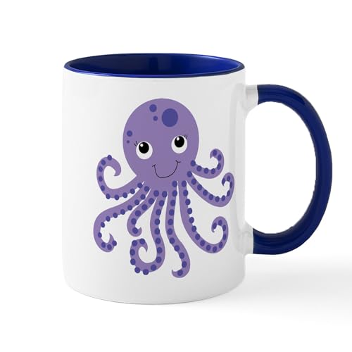 White/Navy Inside - Purple Octopus Mug