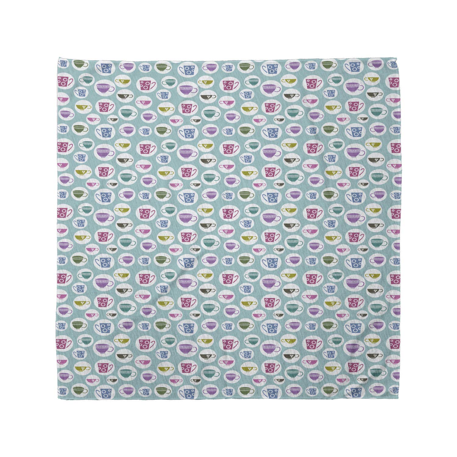Ambesonne Tea Party Bandana - Stylish Unisex Head & Neck Scarf with Cup & Mug Print - Perfect for Tea Parties, Cosplay & Fashion Accessories
