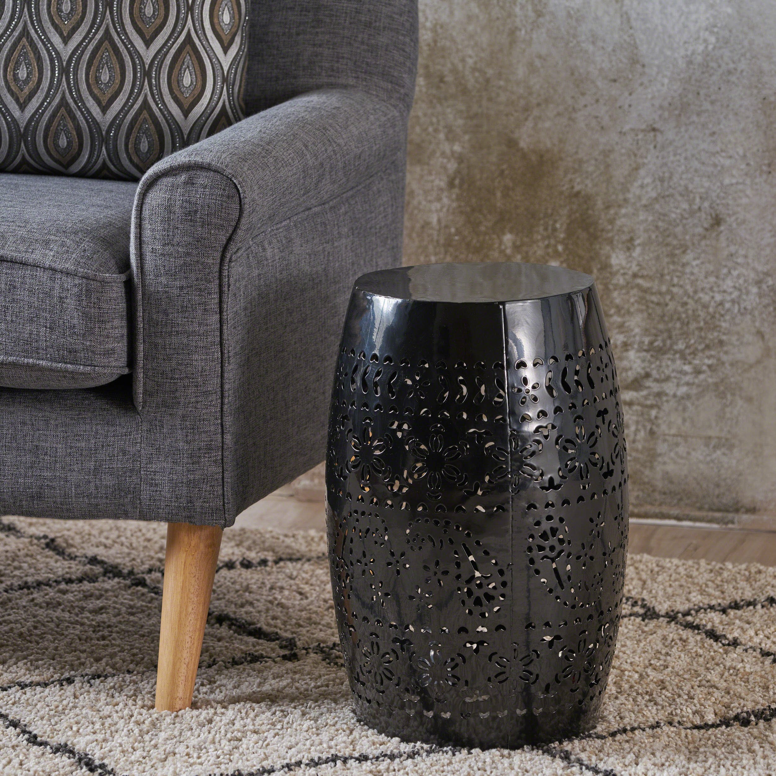 Christopher Knight Home Apollos Indoor Lace Cut Iron Accent Table - Black Metal Side Table for Living Room, Bedroom & Office Decor