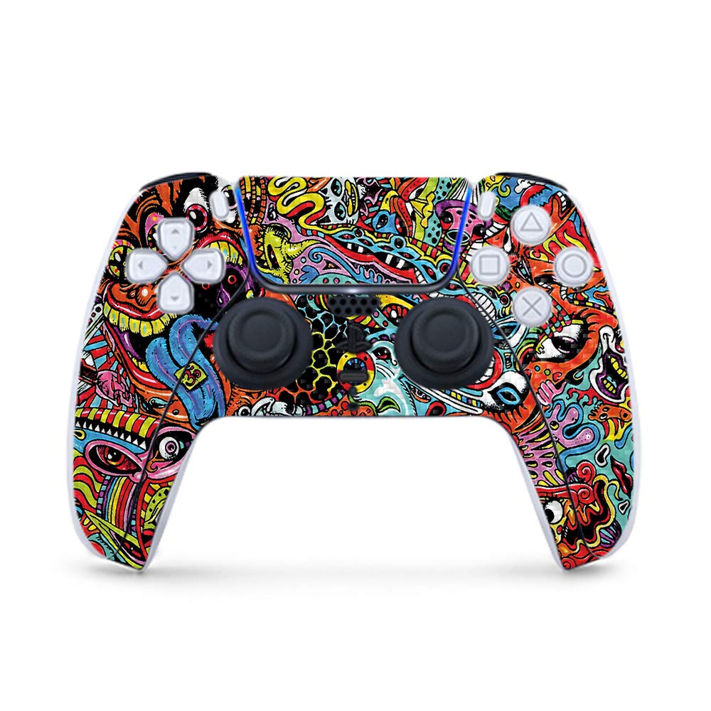 Premium Carbon Fiber Gaming Skin for PS5 Controller - Acid Trippy Design | Durable Textured Finish | Easy to Apply & Remove | USA-Made | Perfect for Gaming Enthusiasts & Customization Lovers