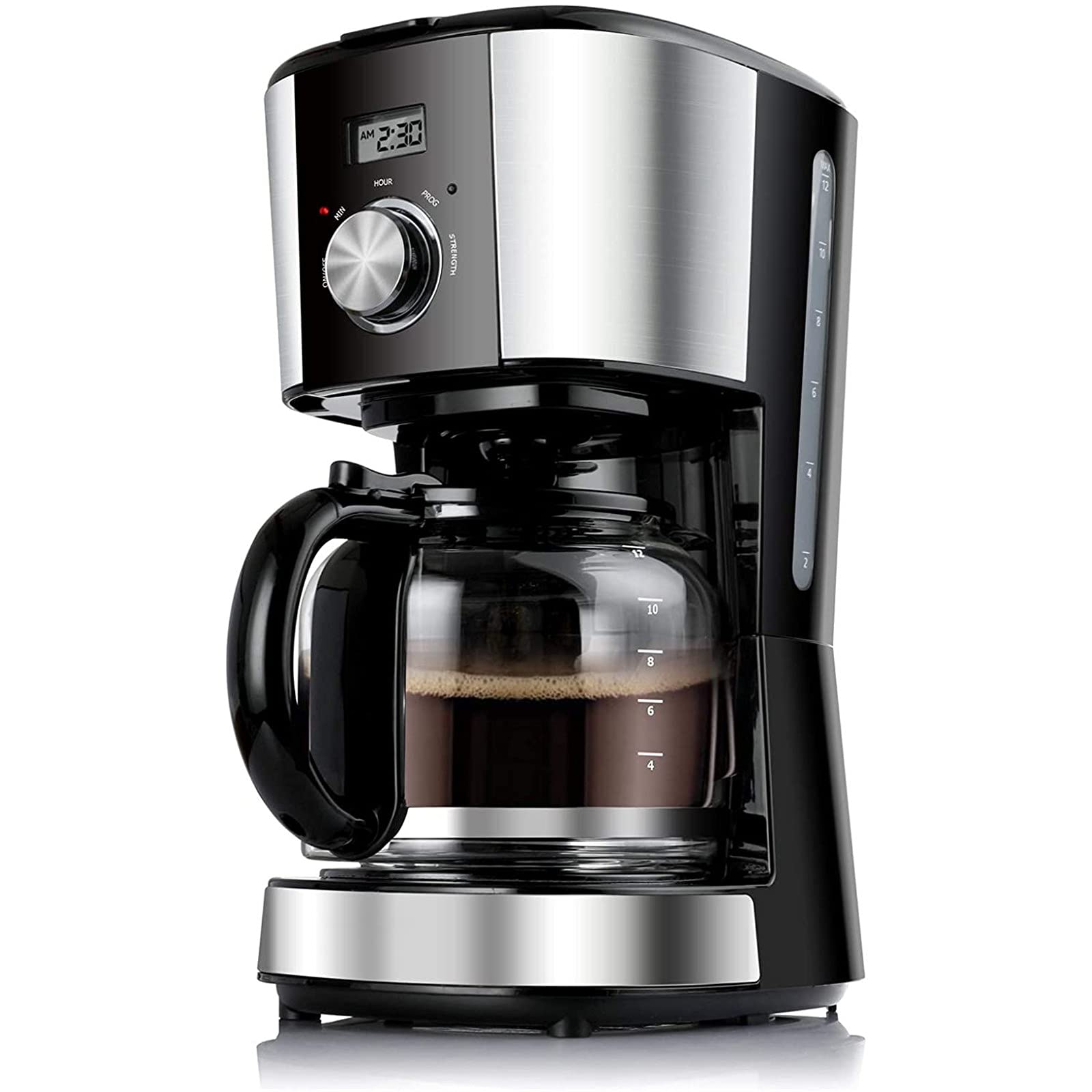 Programmable Drip Coffee Maker 12 Cup - 900W 120V 60Hz Coffee Machine with Glass Carafe & Reusable Filter - Perfect for Home, Office, and Restaurant Use