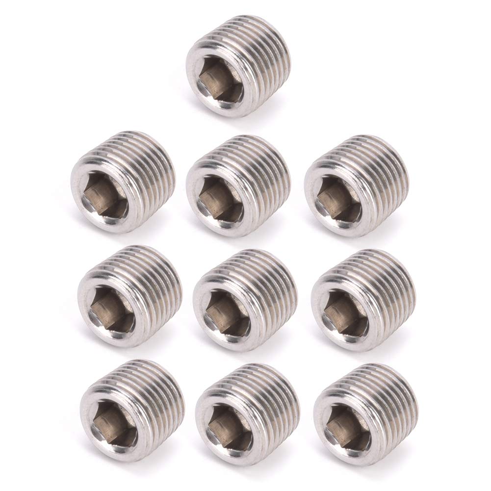 Garosa 10pcs 304 Stainless Steel BSPP Male Thread Pipe Plug Kit - Hex Head Fitting for 3/8 Inch Pipes | Plumbing, Hydraulic Systems & Industrial Applications