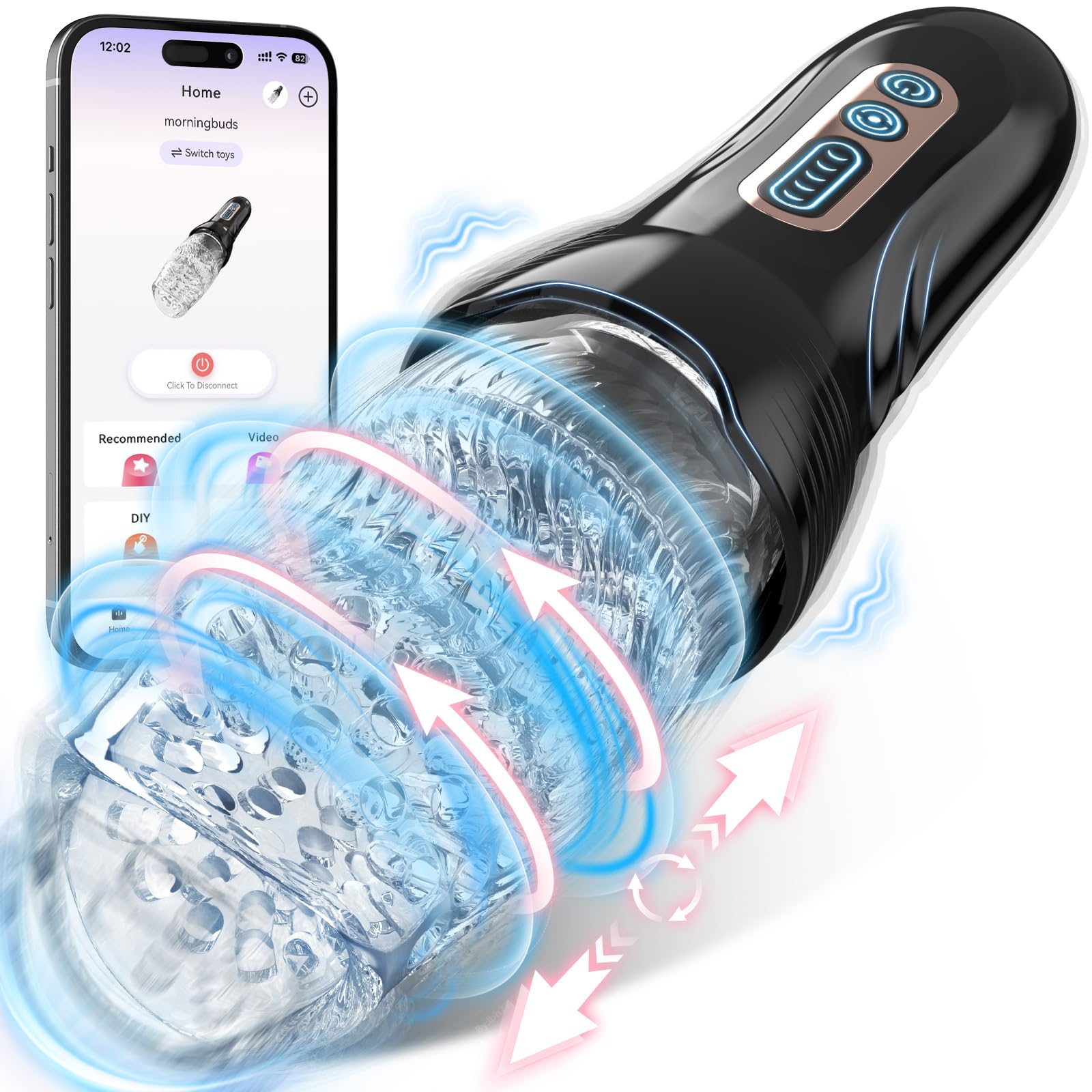 Electric Male Masturbator with 5 Thrusting & Rotating & 10 Vibration Modes - Automatic Pocket Pussy for Men | Rechargeable Adult Sex Toy for Solo Play, Couples & Discreet Pleasure at Home or Travel