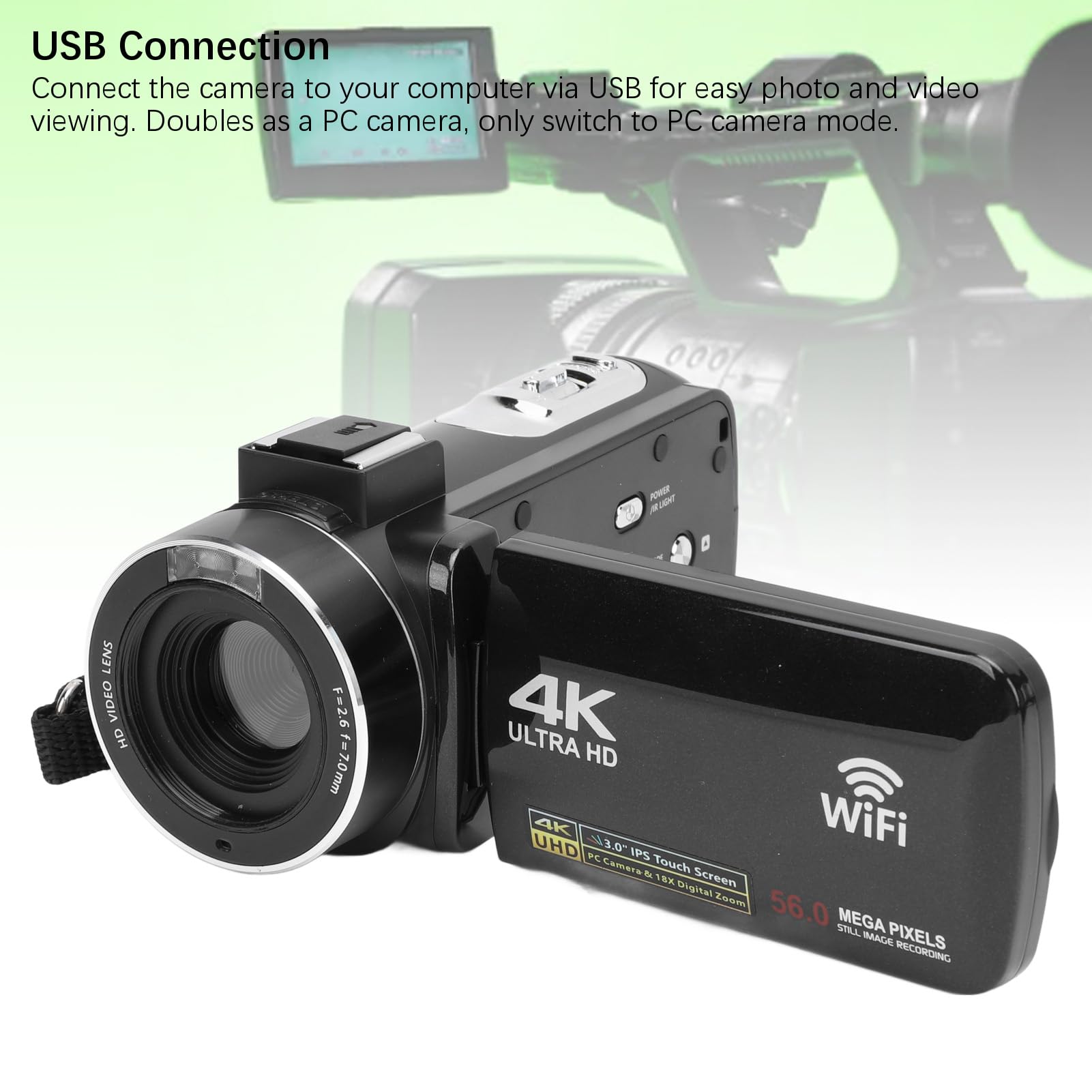4K 56MP 18X Digital Camcorder with 3in Rotating Screen - VBESTLIFE Video Camera with Stabilizer, Mic, Fill Light & Lens Hood for Vlogging, YouTube, Travel & Family Recording