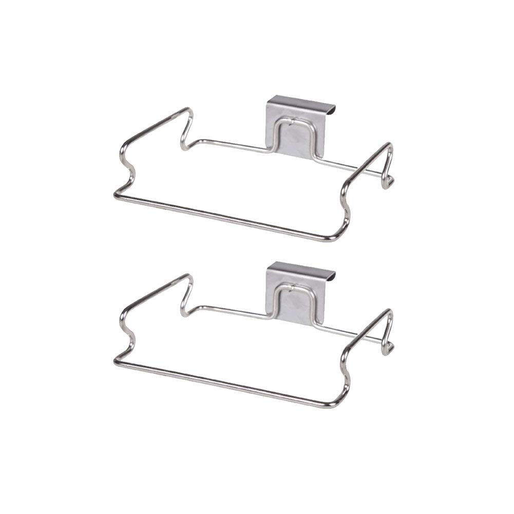 2 Pack Stainless Steel Trash Bag Holder - Heavy Duty Garbage Bag Storage Rack Organizer for Kitchen Cabinets, Doors & Cupboards | Space Saving Hanging Solution for Towels, Gloves & Household Items (Perfect for Small Kitchens, RVs & Apartments)