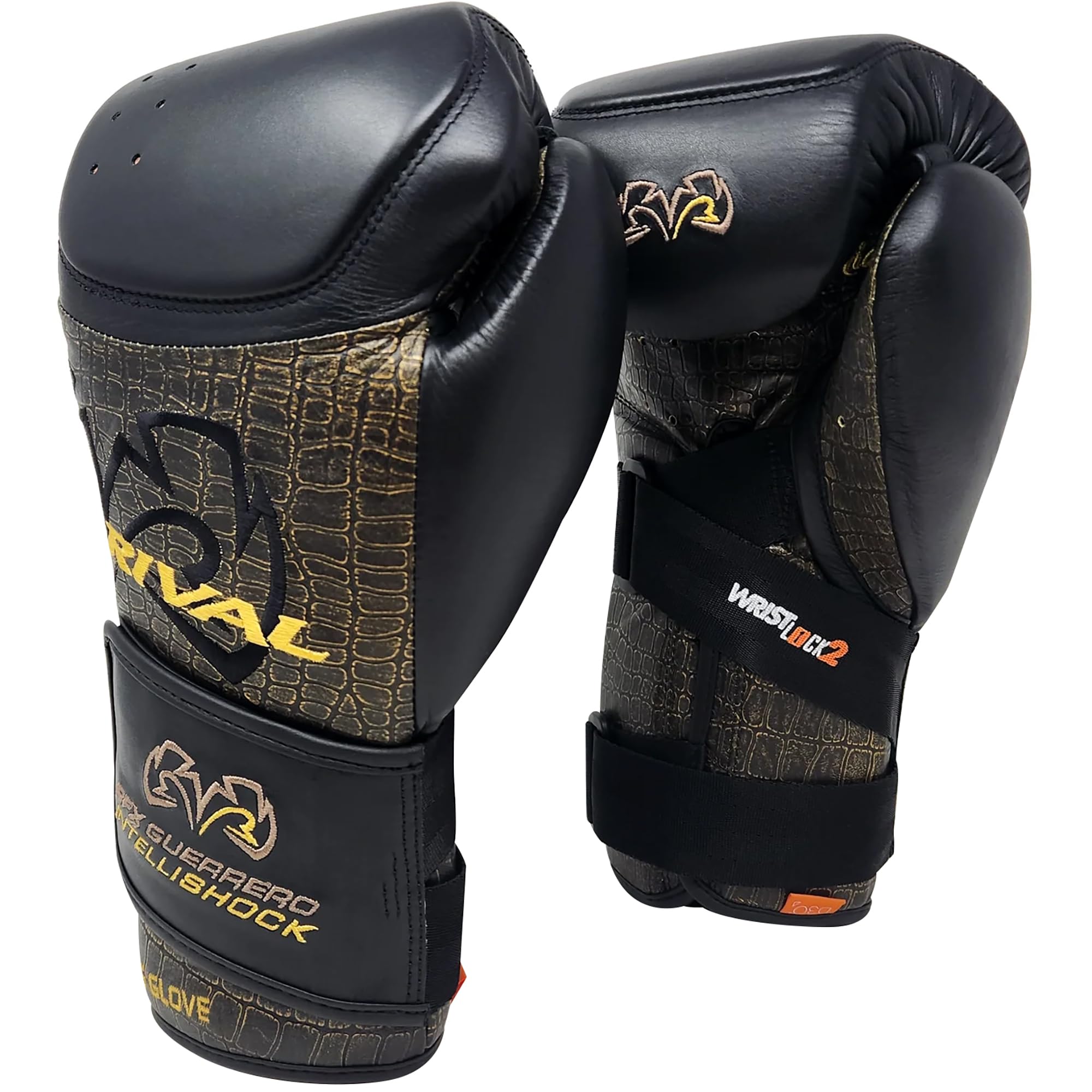 RIVAL RFX-Guerrero D3O Intelli-Shock Boxing Bag Gloves - Croc Skin Edition with Wrist Lock 2 V-Strap System & 15° Angled Cuff - Perfect for Heavy Bag Training, MMA, Kickboxing, and Fitness Workouts