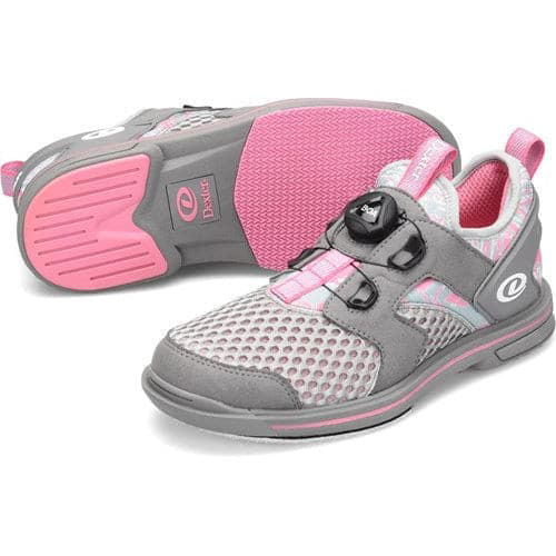 Dexter Women's DexLite Pro BOA Bowling Shoes - Grey/Pink Right Hand - Lightweight Comfort for Competitive & League Bowling