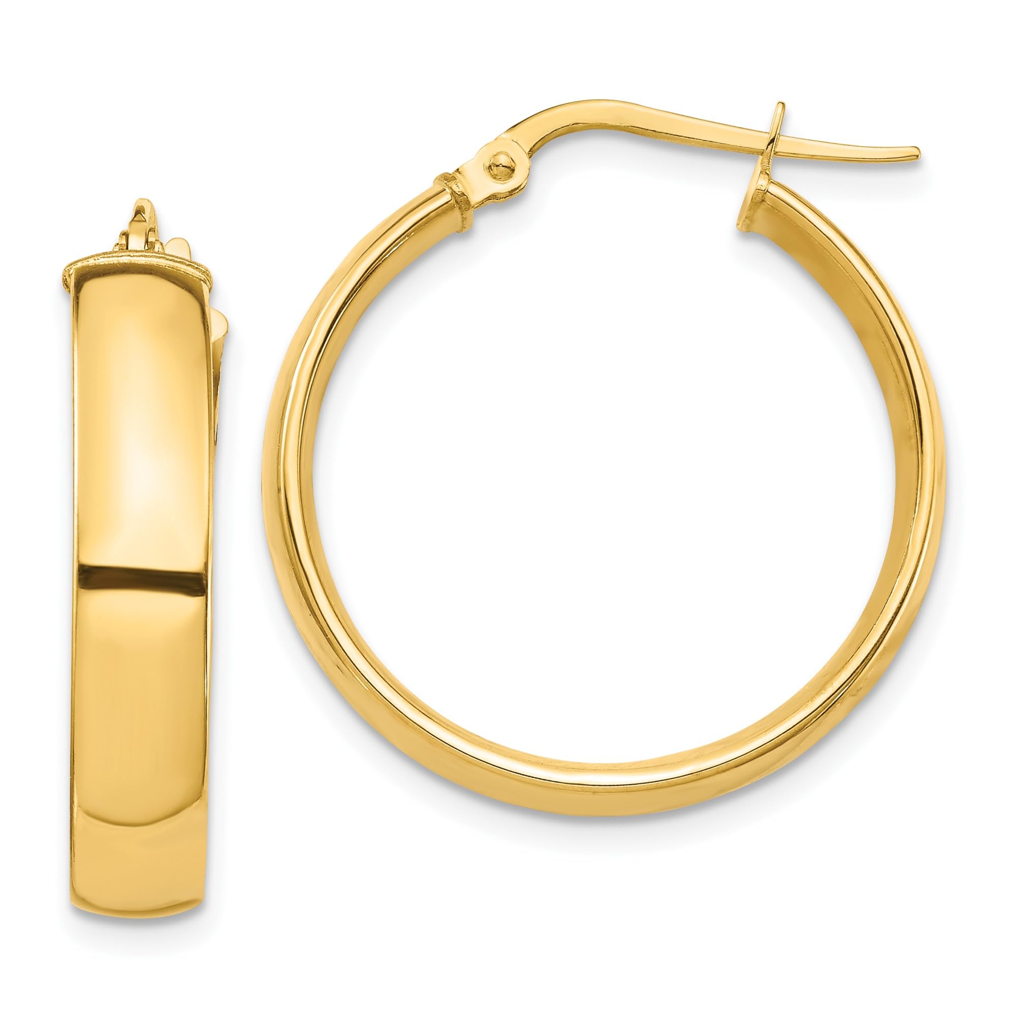 14K Solid Yellow Gold 5mm Round Medium Hoop Earrings for Women - Classic Everyday Jewelry for Work, Date Night & Special Occasions