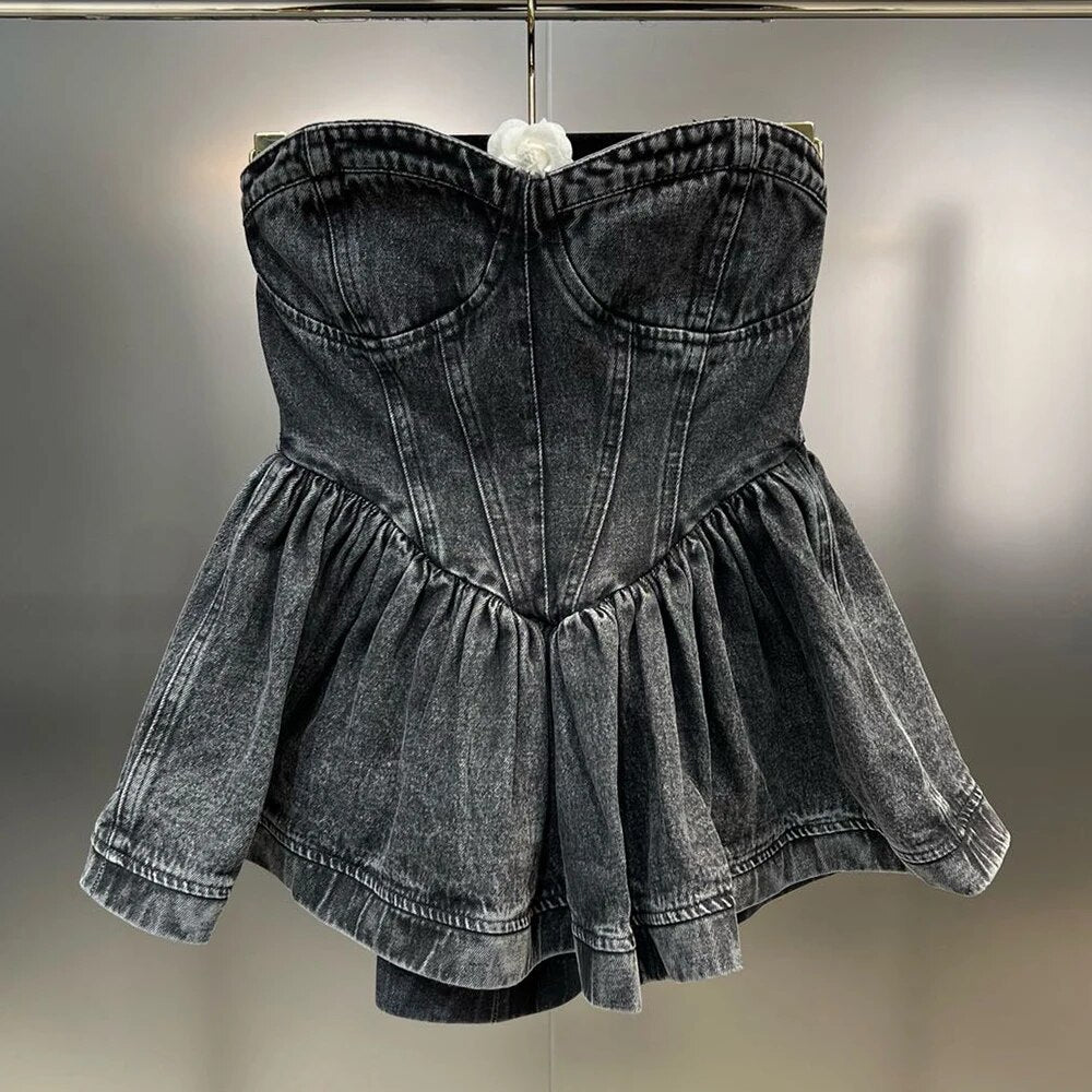 Women's Backless Denim Tank Tops - Strapless Sleeveless Off Shoulder Vest for Summer Fashion | Casual Beachwear, Music Festivals & Street Style Outfits