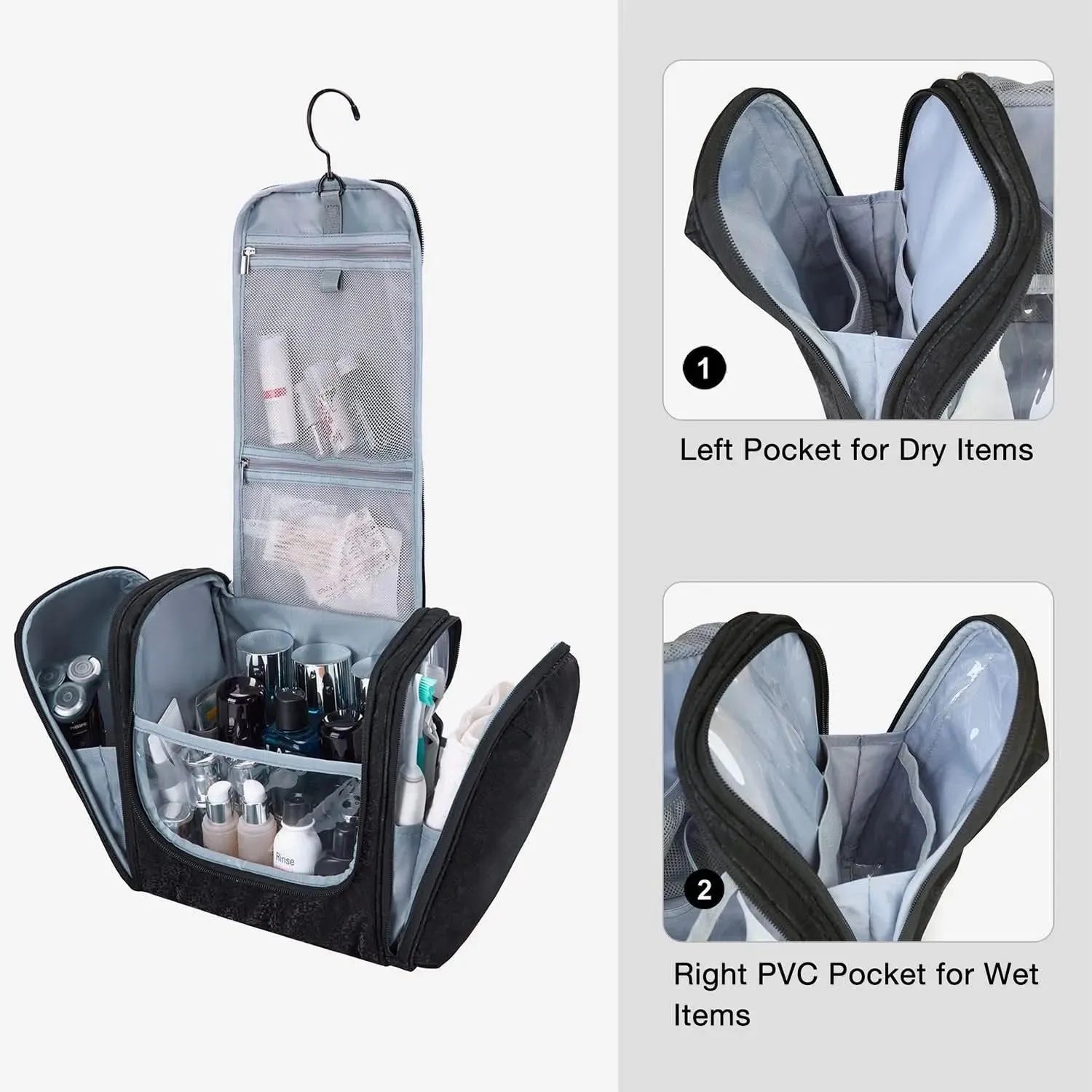 Premium Atlas Travel Hanging Toiletry Bag - Waterproof Cosmetic Organizer for Men & Women - Perfect for Camping, Gym, Business Trips & Air Travel