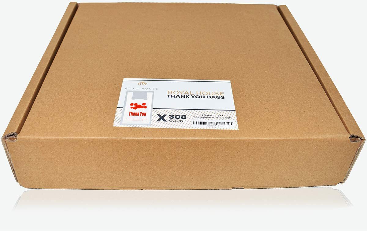 RoyalHouse Thank You T-Shirt Bags - 308 Count Bulk Pack | 11.5
