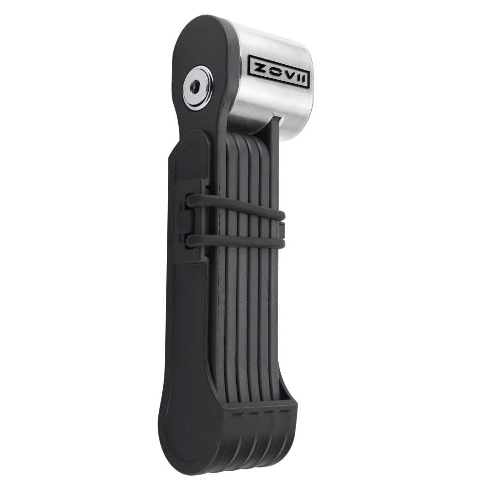 ZOVII Heavy Duty Folding Bike Lock with 120dB Alarm - Anti-Theft Security for Bicycles, Scooters, E-Bikes & Motorcycles | Includes Mounting Bracket | Compact Foldable Design with Key Entry | Perfect for Urban Commuting, Campus Security & Outdoor Adventures