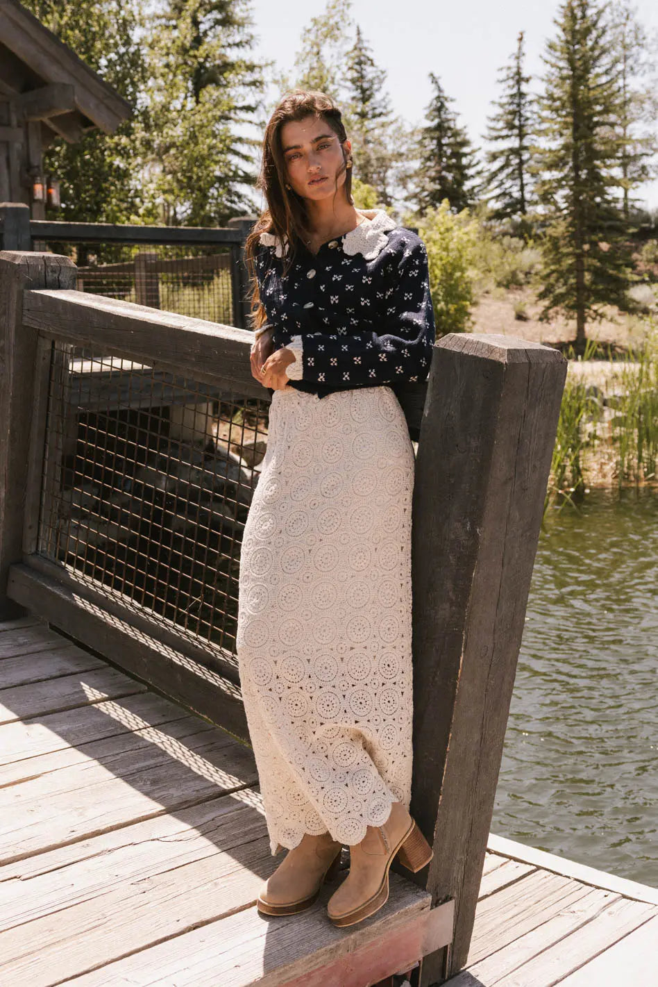 Nanet Crocheted Maxi Skirt in Natural - Boho Chic Handmade Cotton Skirt for Women | Perfect for Beach Vacations, Summer Festivals & Boho Fashion