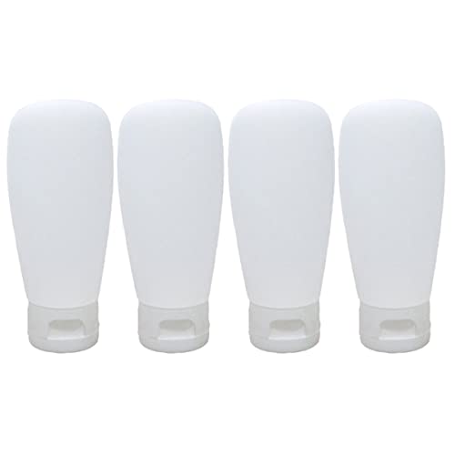 FRCOLOR 4PCS 60ml Silicone Travel Bottles Set - Leak-Proof Refillable Squeezy Shampoo & Lotion Containers for Toiletries | Perfect for Air Travel, Gym, Camping & Vacation Essentials