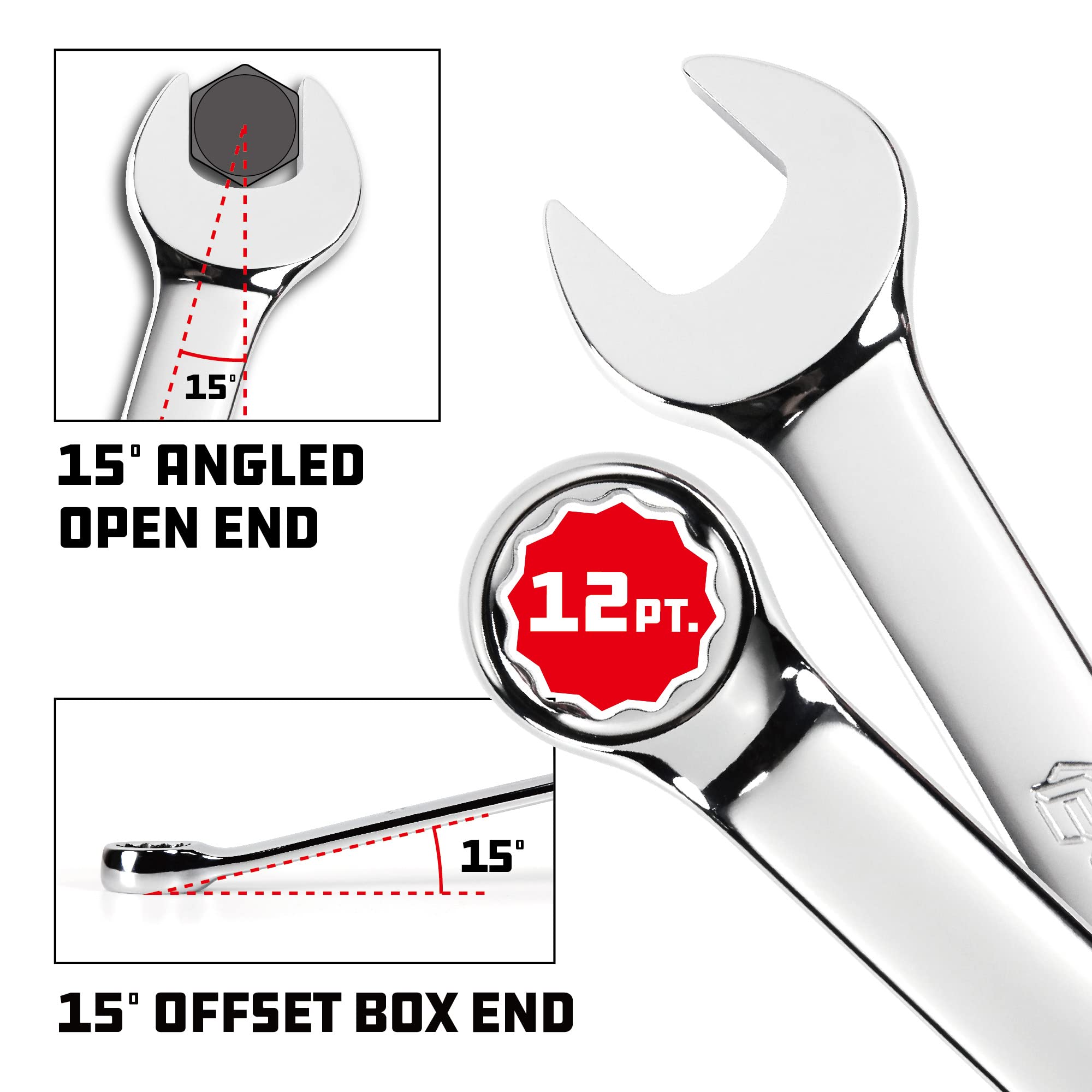 Powerbuilt 16-Piece Metric Combination Wrench Set - Box & Open End - Pro Tech Tool Series with Organization Tray (949001) - Perfect for Automotive Repair, Machinery Maintenance & DIY Projects