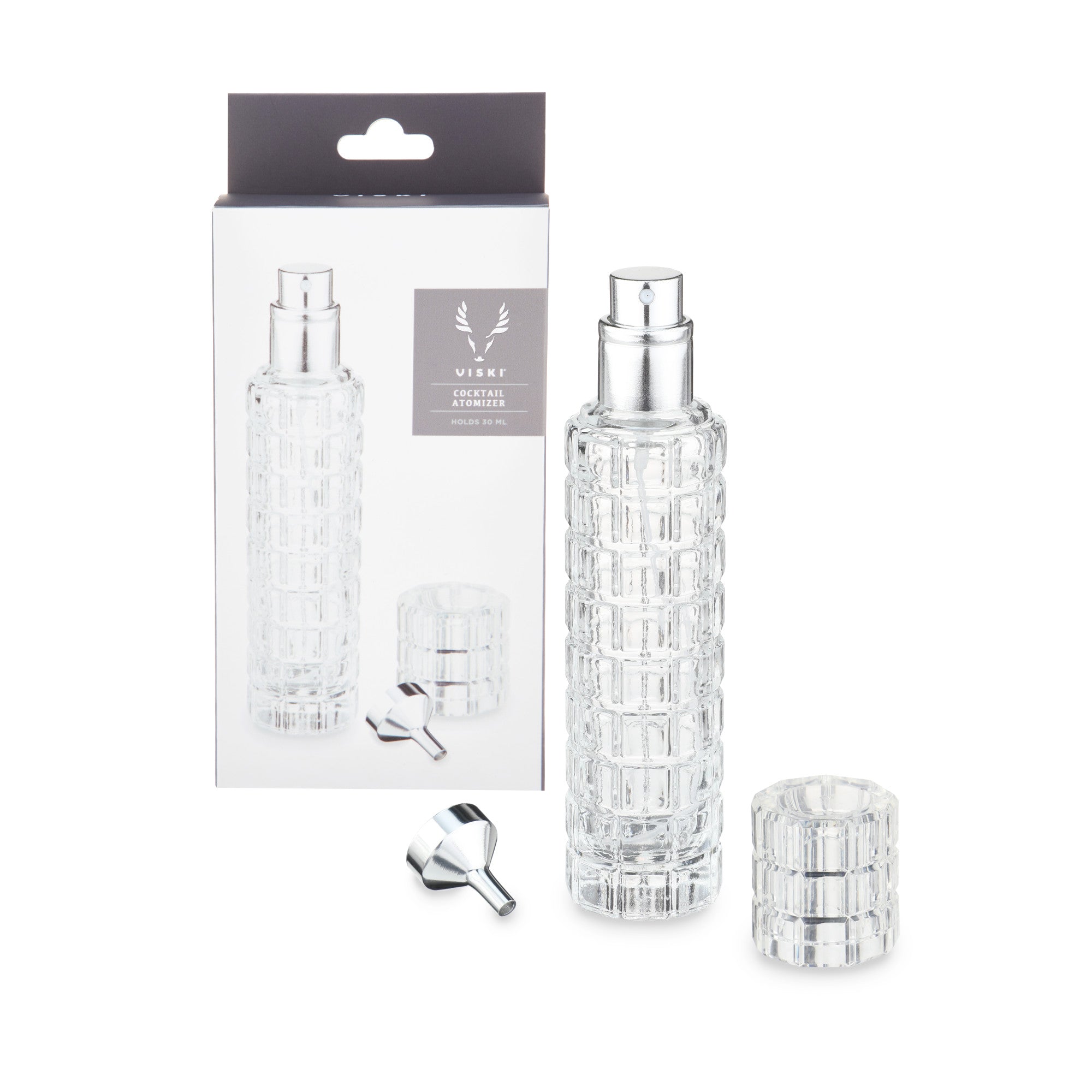 Premium Glass Atomizer by Viski - Fine Mist Spray Bottle for Essential Oils, Perfumes & Cocktails | Perfect for Home, Bar & Travel Use