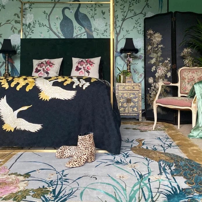 Chinese Garden of Virtue Hand Tufted Wool Rug - Traditional Oriental Floral Design - Pre Order Now for Home Decor, Living Room, Bedroom & Office
