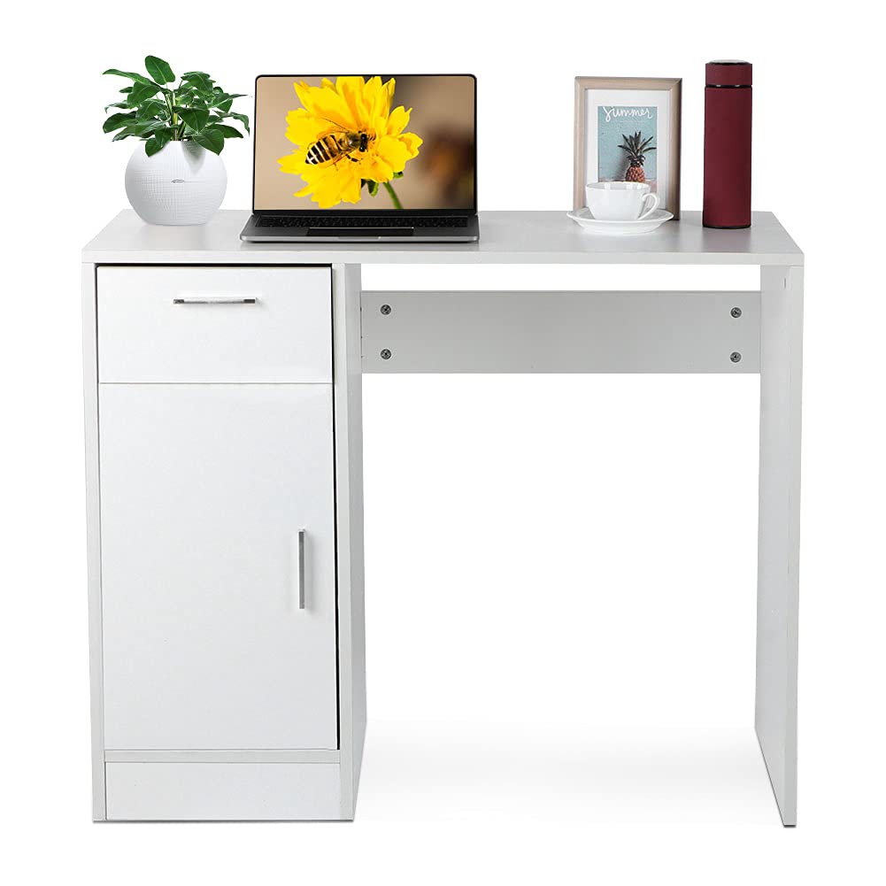 Adjustable White Laptop Desk for Home Office & Dorm - Classic Touch Design with Smooth Slide Surface (12