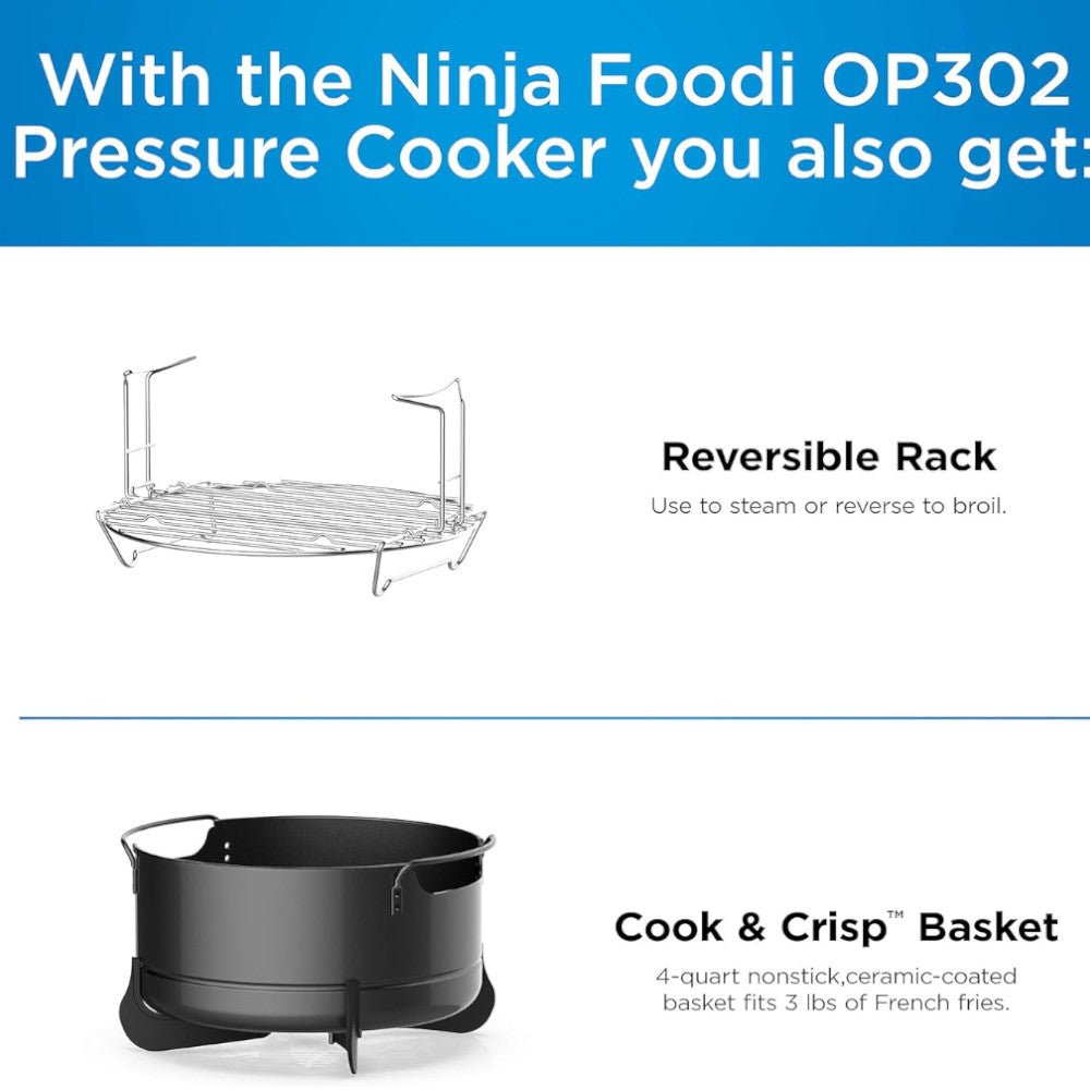 Ninja OP302 Foodi 9-in-1 Pressure Cooker & Air Fryer | Certified Refurbished with Home Essentials Warranty | Perfect for Quick Meals, Healthy Cooking & Family Dinners