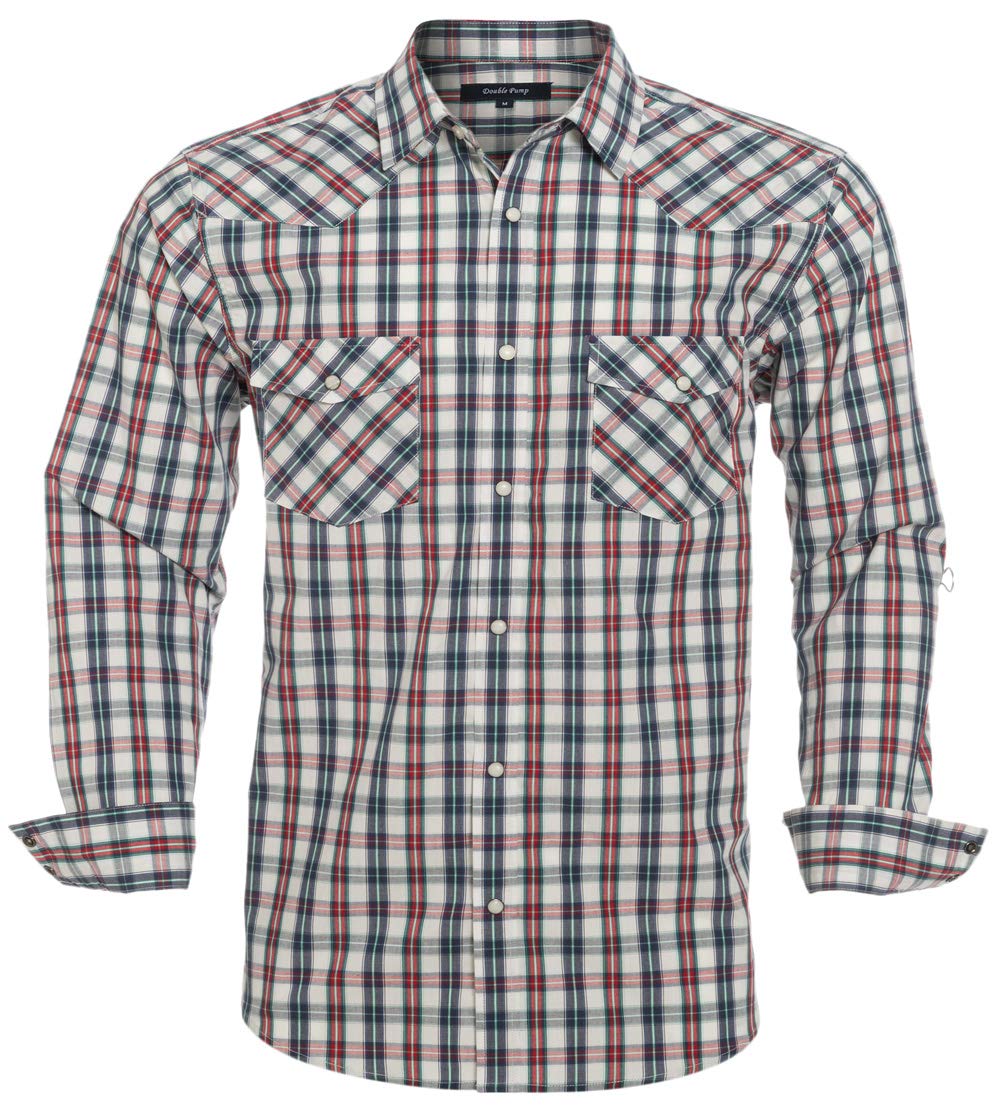 Men's Western Snap Button Plaid Long Sleeve Shirt - Regular Fit Casual Shirt for Cowboy Style, Ranch Work & Outdoor Adventures