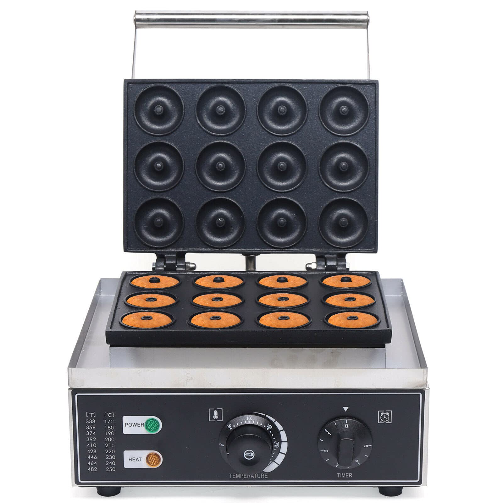 Commercial Donut Maker Machine 12 Hole Non-Stick 1500W - 110V Electric Doughnut Baker for Kitchen, Breakfast, Snack & Dessert - Makes 12 Donuts in 1-5 Minutes - Perfect for Home Baking, Cafes, Bakeries & Party Treats