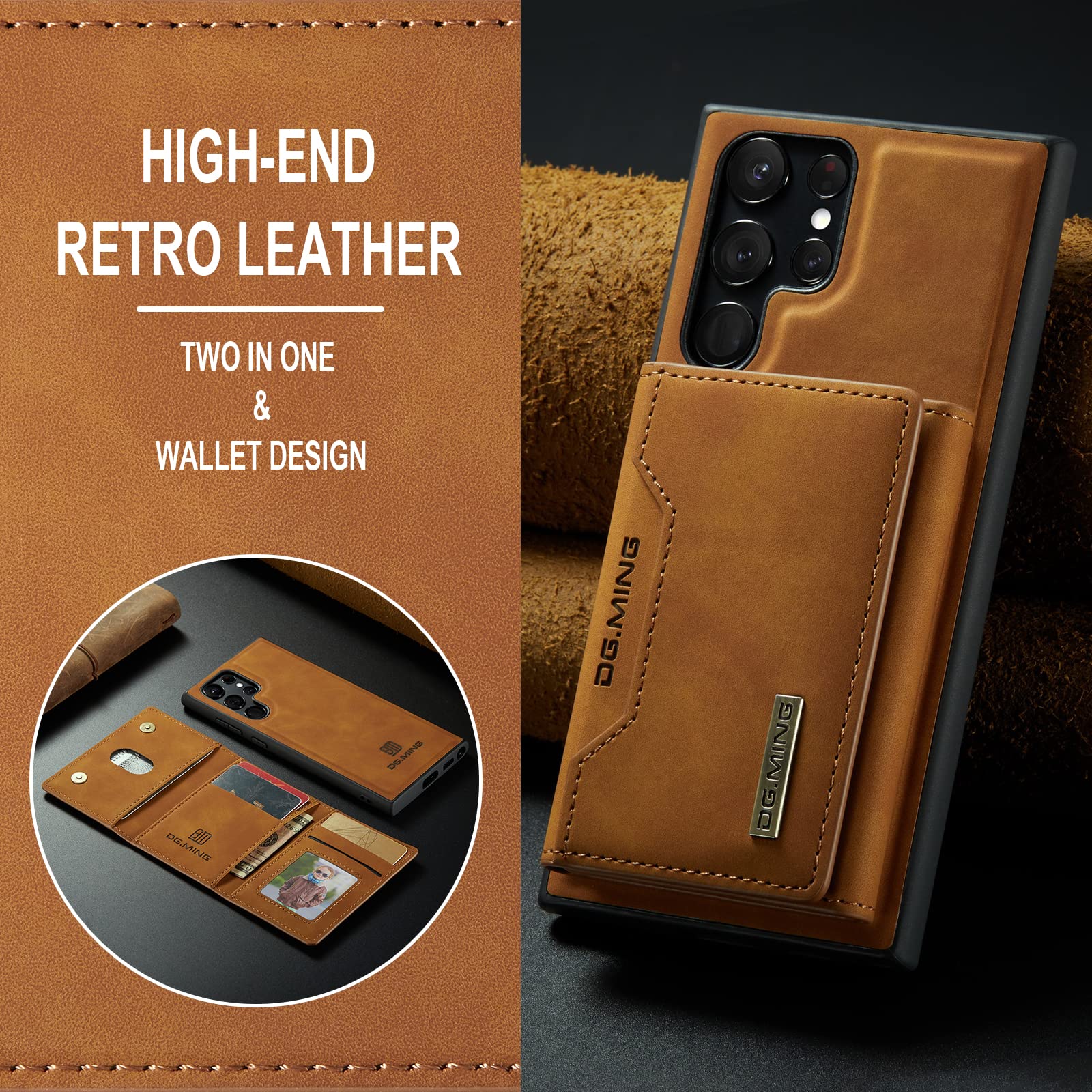 Premium Magnetic Leather Wallet Case for Samsung Galaxy S22 Ultra (6.8