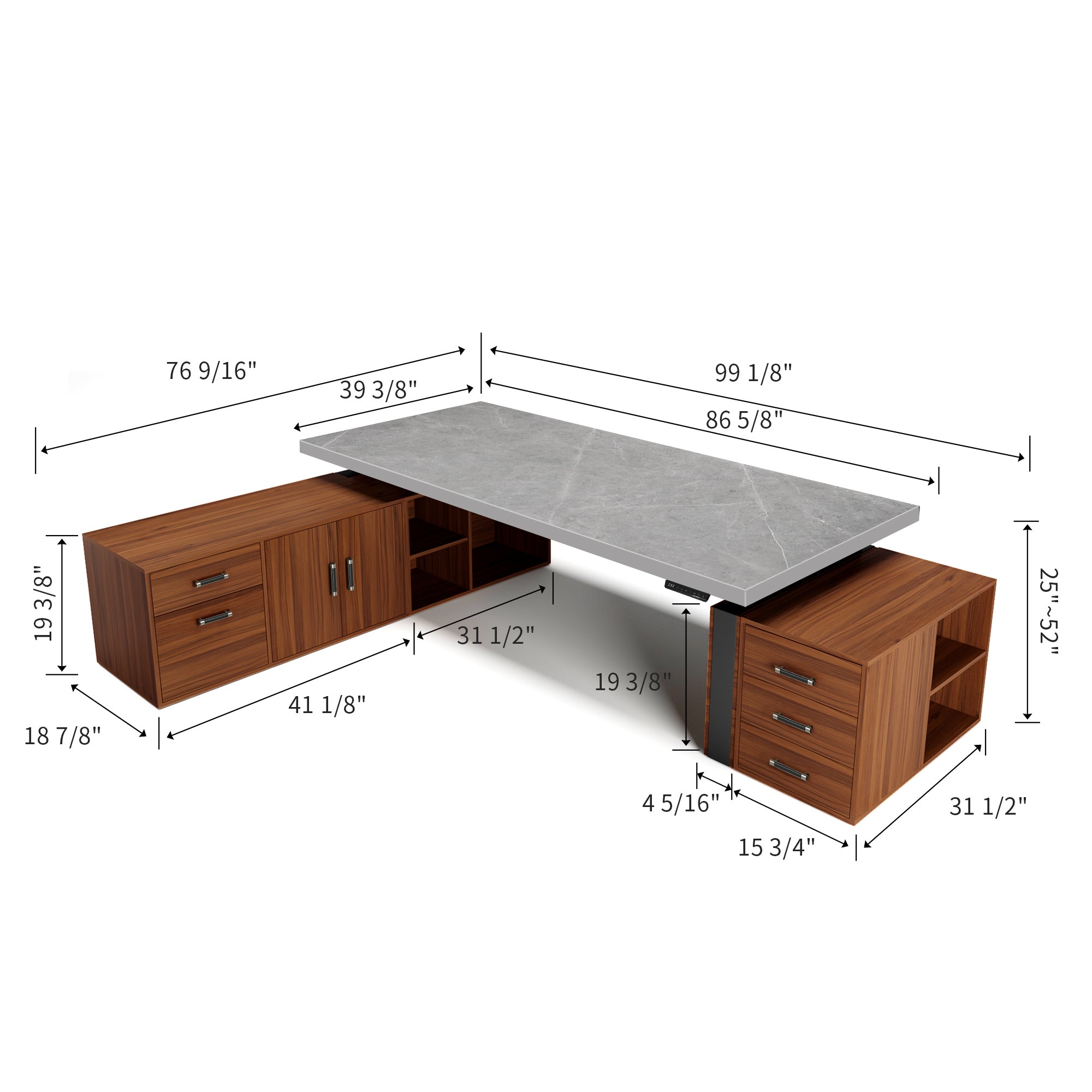 Zen Pro Series 87/72 Executive Standing Desk with Cabinets Set - Heated Sintered Stone Top | Adjustable Height Office Desk for Home & Workspace | Perfect for Remote Work & Modern Office Setup