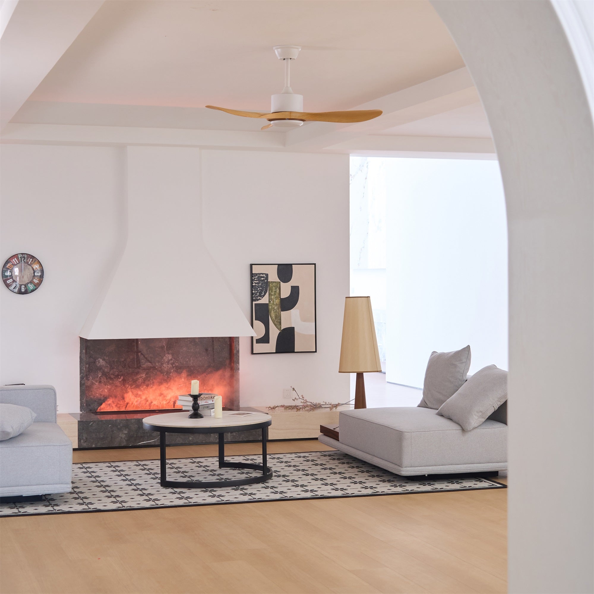 Amelia Ceiling Fan with Light - 52 Inch Modern Flush Mount Ceiling Fan - Quiet Reversible Motor - Perfect for Bedroom, Living Room, and Home Office