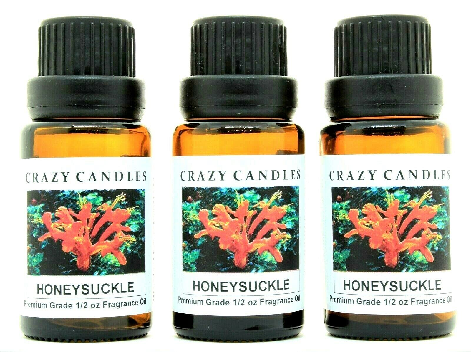 Premium Honeysuckle Scented Fragrance Oil - 3 Pack (1/2 FL Oz/15ml Each) - Aromatherapy, Candle Making, Soap & Diffuser Blends - Perfect for Home Spa, Relaxation & DIY Crafts