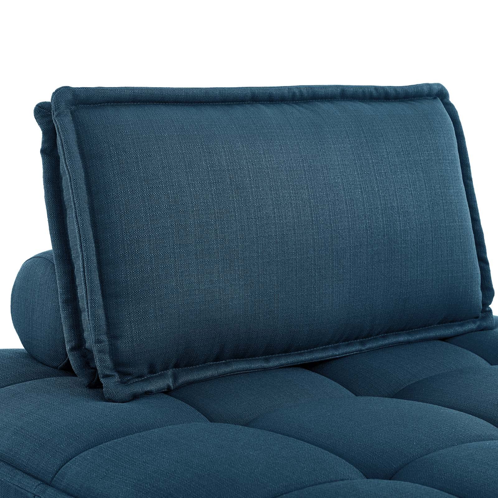 Modway Saunter 5-Piece Sectional Sofa in Azure Blue - Modern L-Shaped Couch Set for Living Room, Lounge & Family Room Comfortable Seating