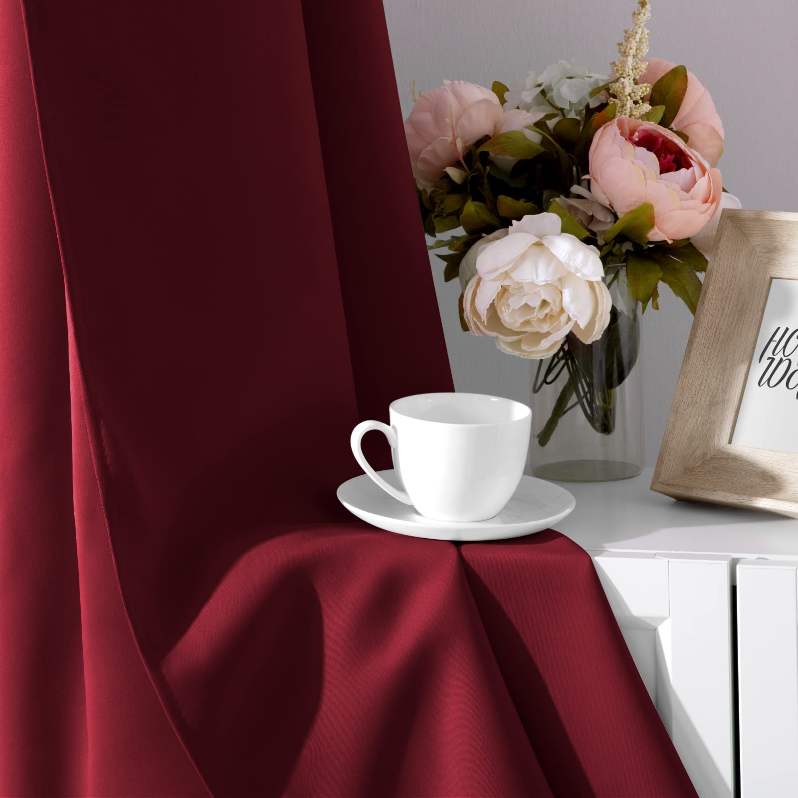 Blackout Curtains for Bedroom - 52x96 Inch Long 2 Panels Set, Burgundy Red Room Darkening Thermal Insulated Soundproof Grommet Window Drapes for Living Room & Bedroom | Perfect for Light Sleepers, Home Theater & Noise Reduction
