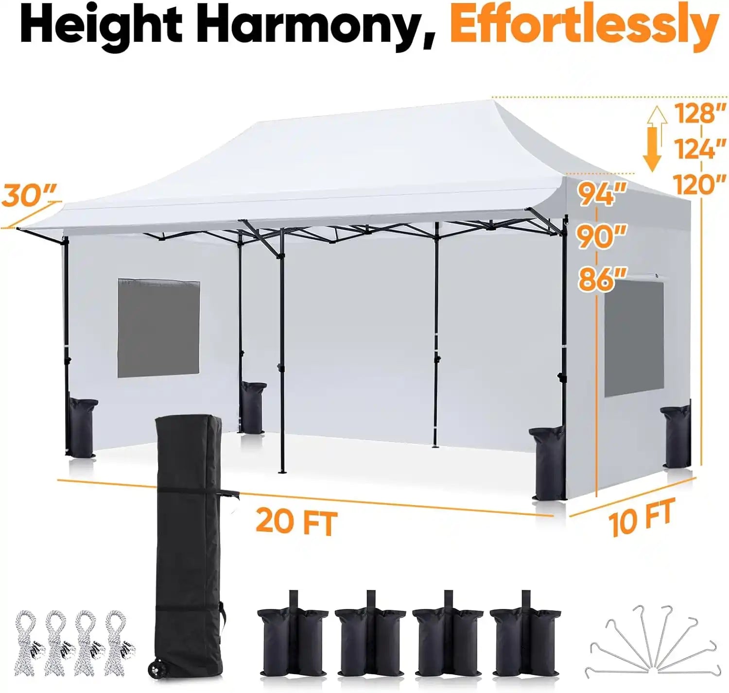 Heavy Duty Commercial Pop Up Canopy Tent - Waterproof Instant Shelter for Outdoor Events, Parties, Markets & Camping