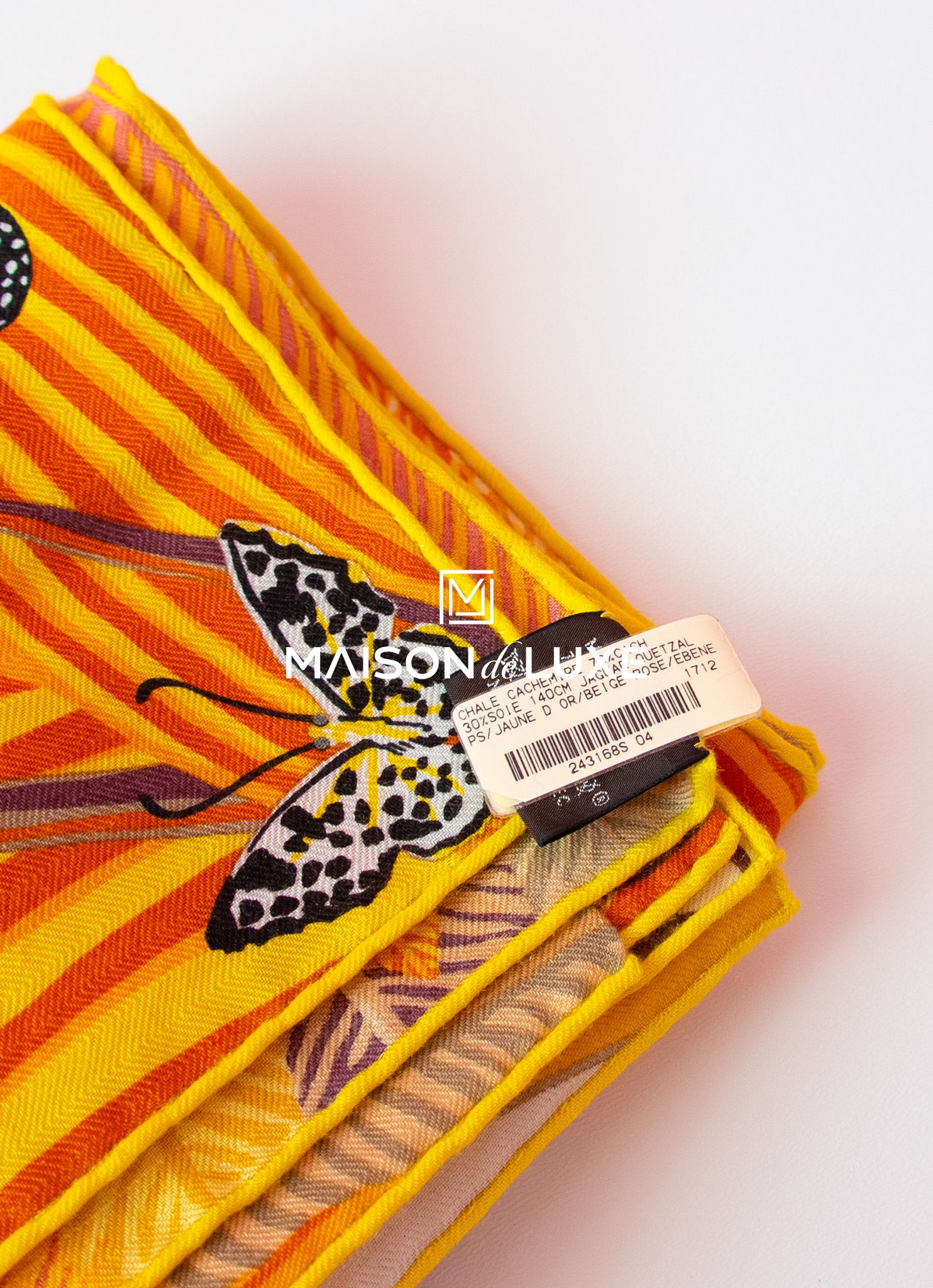Luxury Hermes Jaguar Quetzal Yellow Cashmere Shawl Scarf 140 GM - Perfect for Gifts, Parties & Winter Fashion Accessories