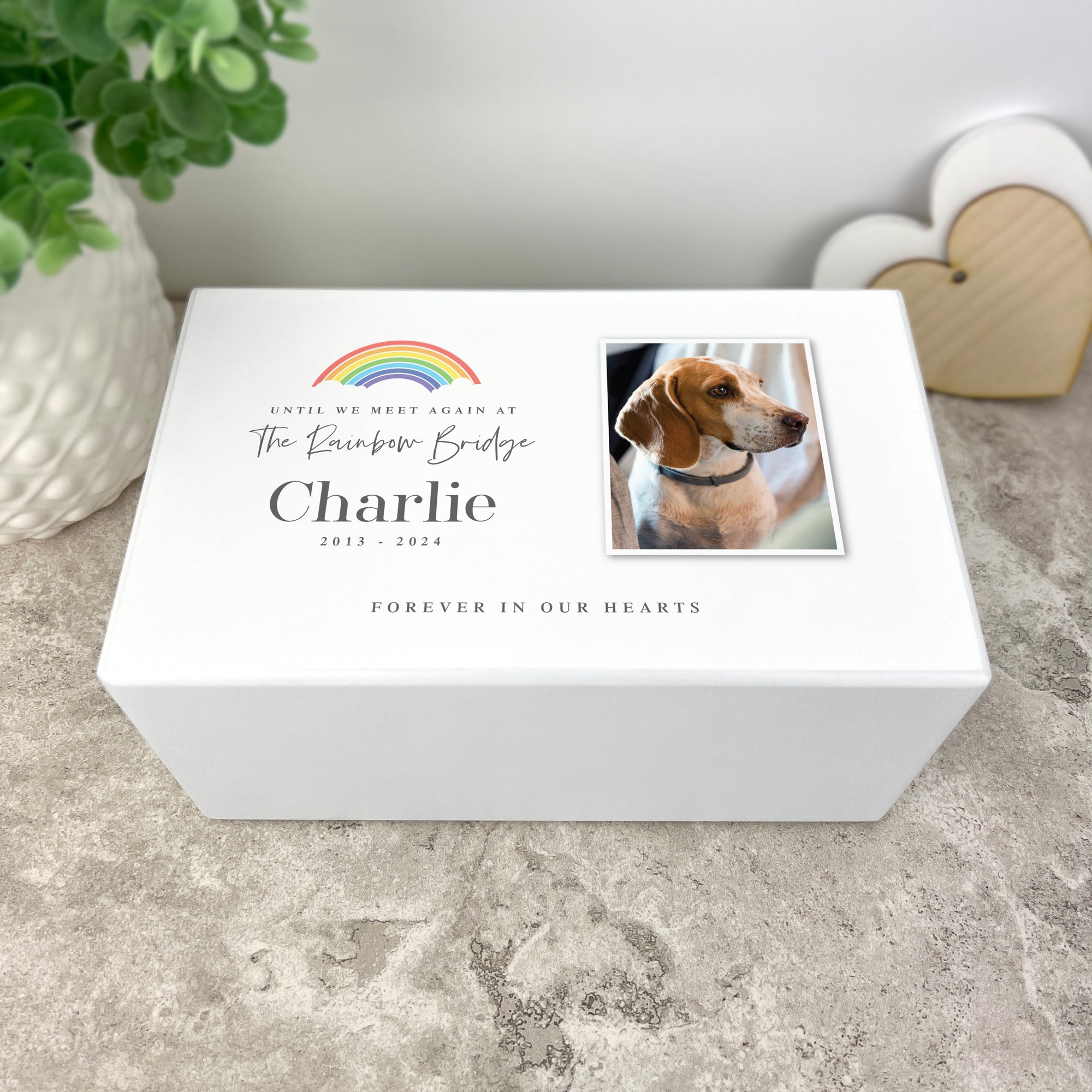Personalized Rainbow Bridge Pet Memorial Urn - 1.44L Large Cremation Urn for Dog & Cat Ashes | Keepsake Photo Engraving | Home Memorial Display for Beloved Pets